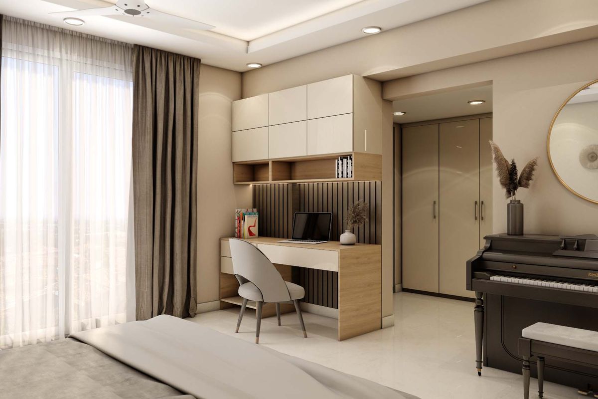 Contemporary Master Bedroom Design With Wardrobe | Livspace