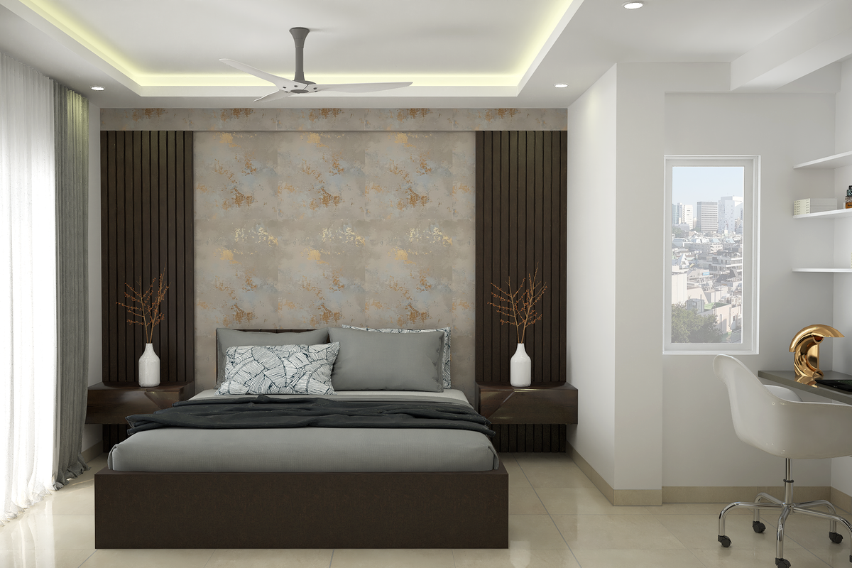 Modern Spacious Master Bedroom Design With Cove Lighting | Livspace