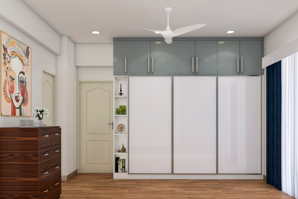 Modern Sliding Door Wardrobe With Shelves | Livspace