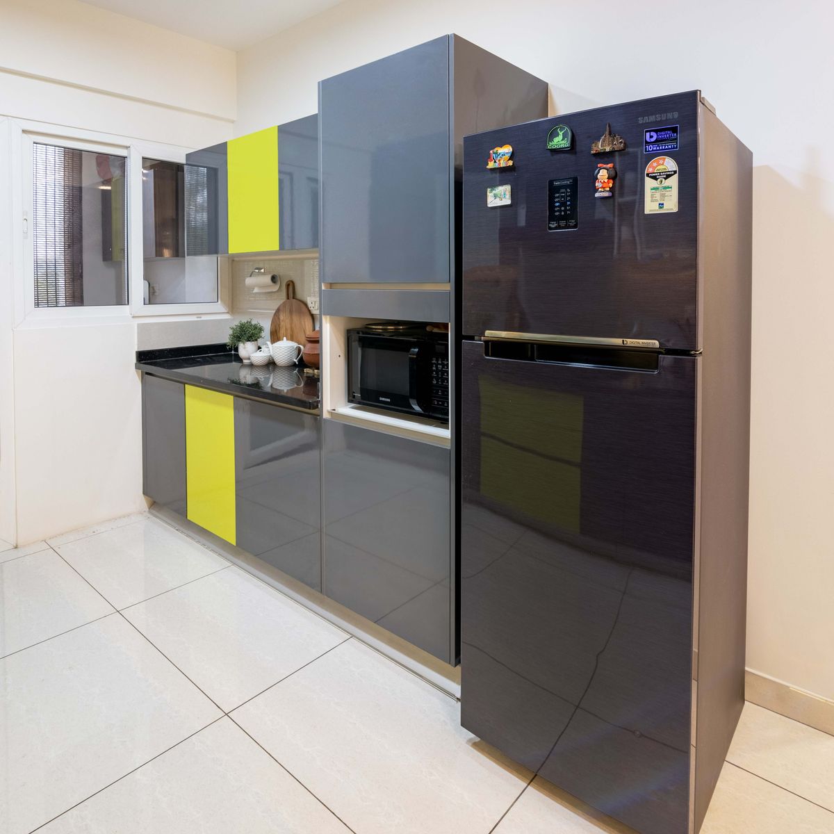Parallel Modern Kitchen Design with Elegant Grey and Plankton Cabinets - 8x10 Ft | Livspace