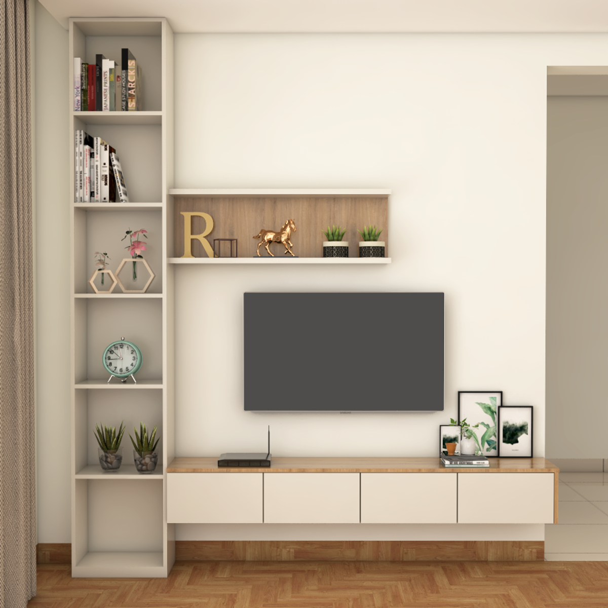 Compact Sized Bright Modern Theme Living Room Design | Livspace