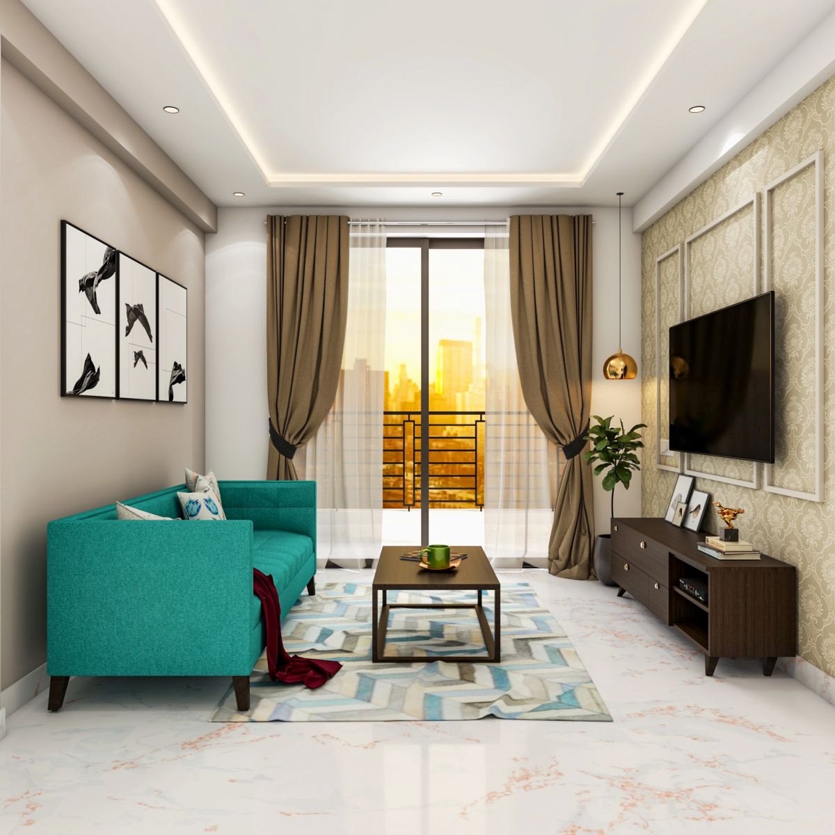 Gypsum False Ceiling With Cove Lights | Livspace