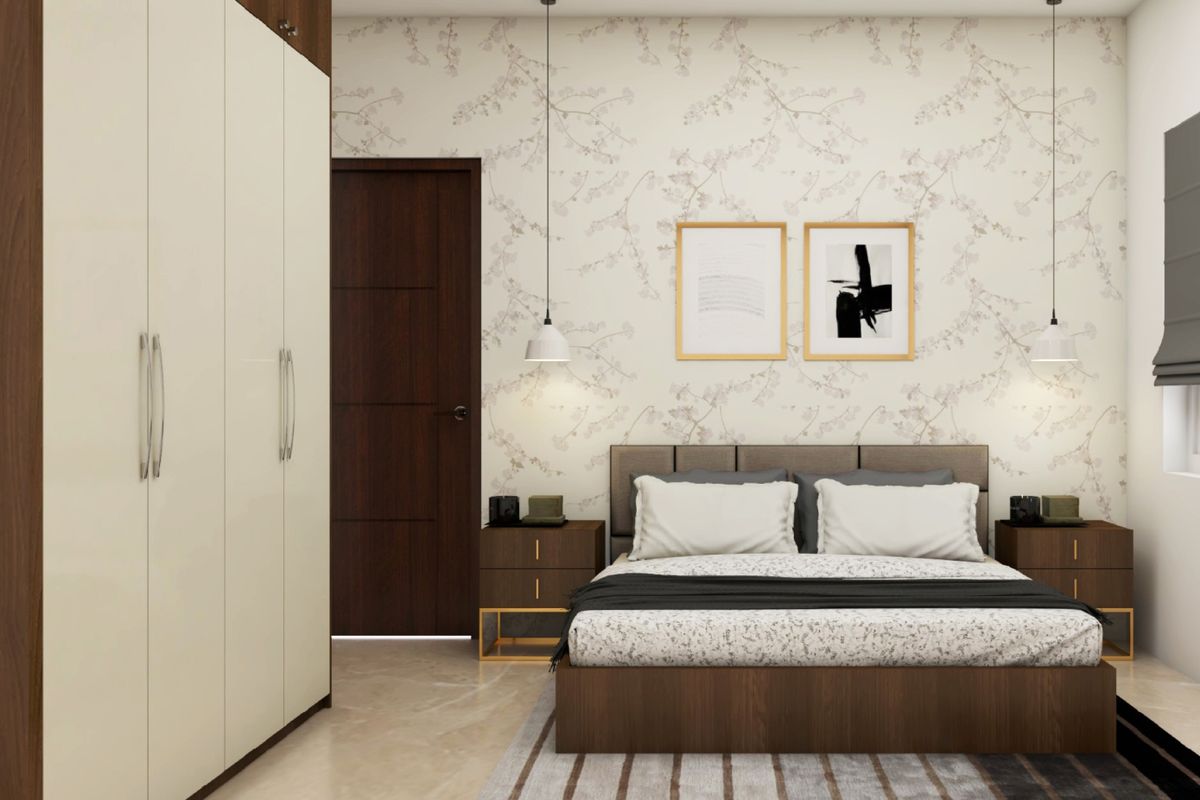 Spacious Guest Bedroom With Eccentric Pendant Lights | Livspace