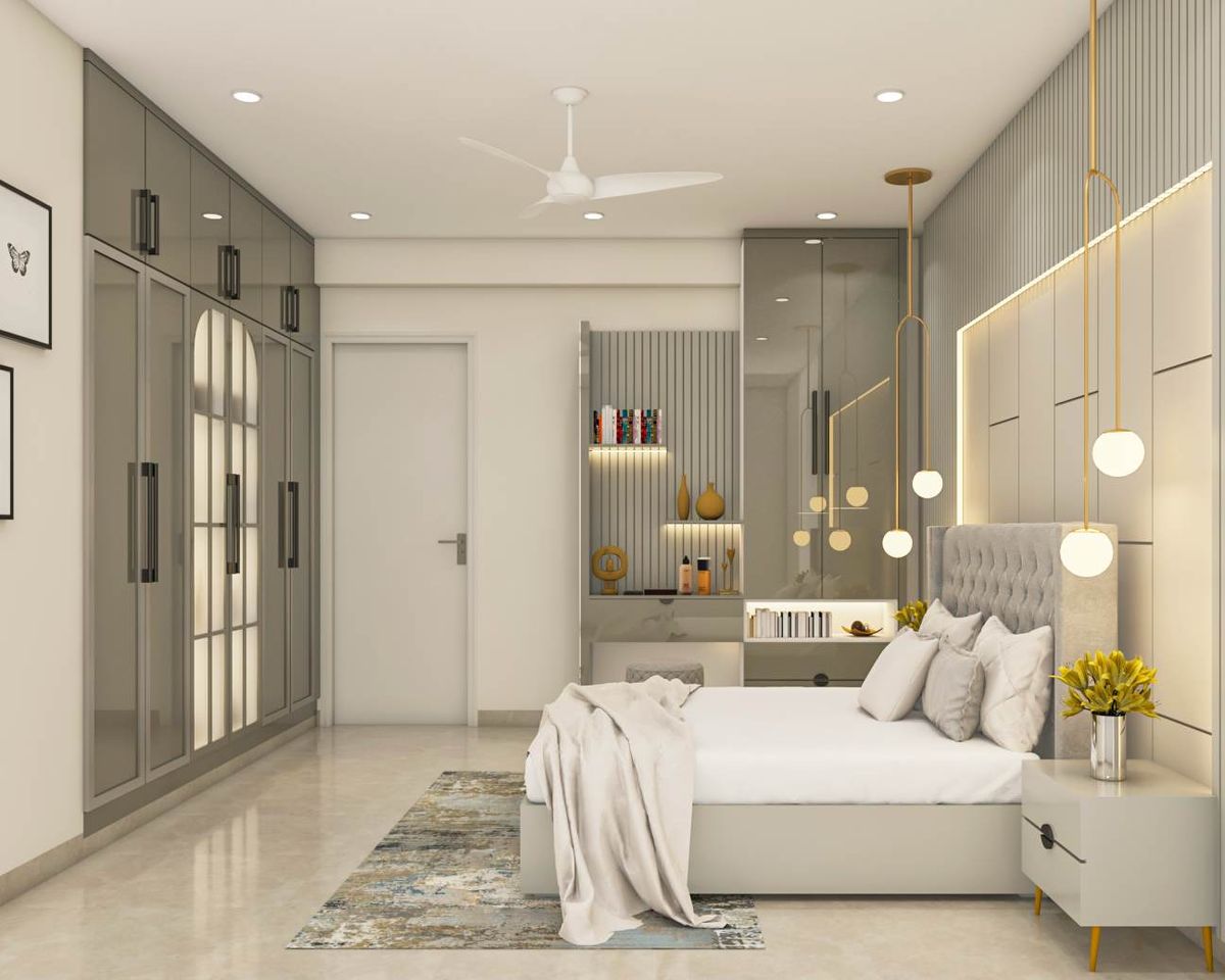 Spacious Bedroom Design With LED And Pendant Lights | Livspace