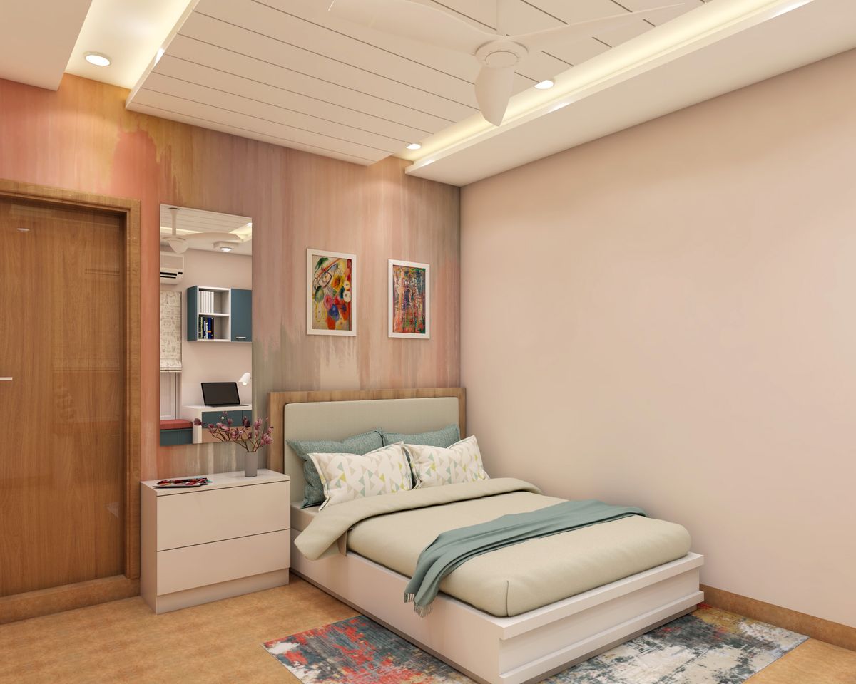 Single Layered POP Ceiling Design WIth Recessed Lights | Livspace