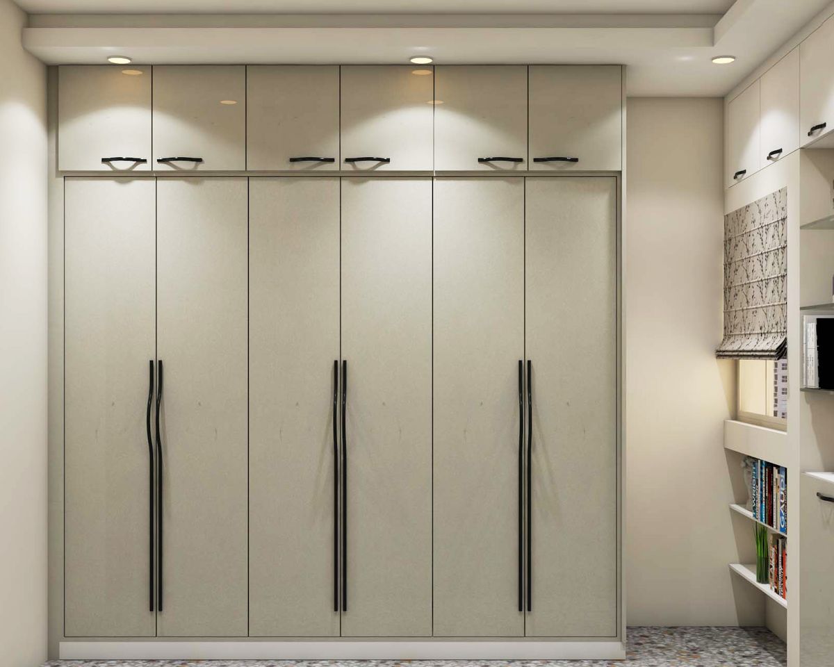 6 Door Champagne Swing Wardrobe Design | Livspace