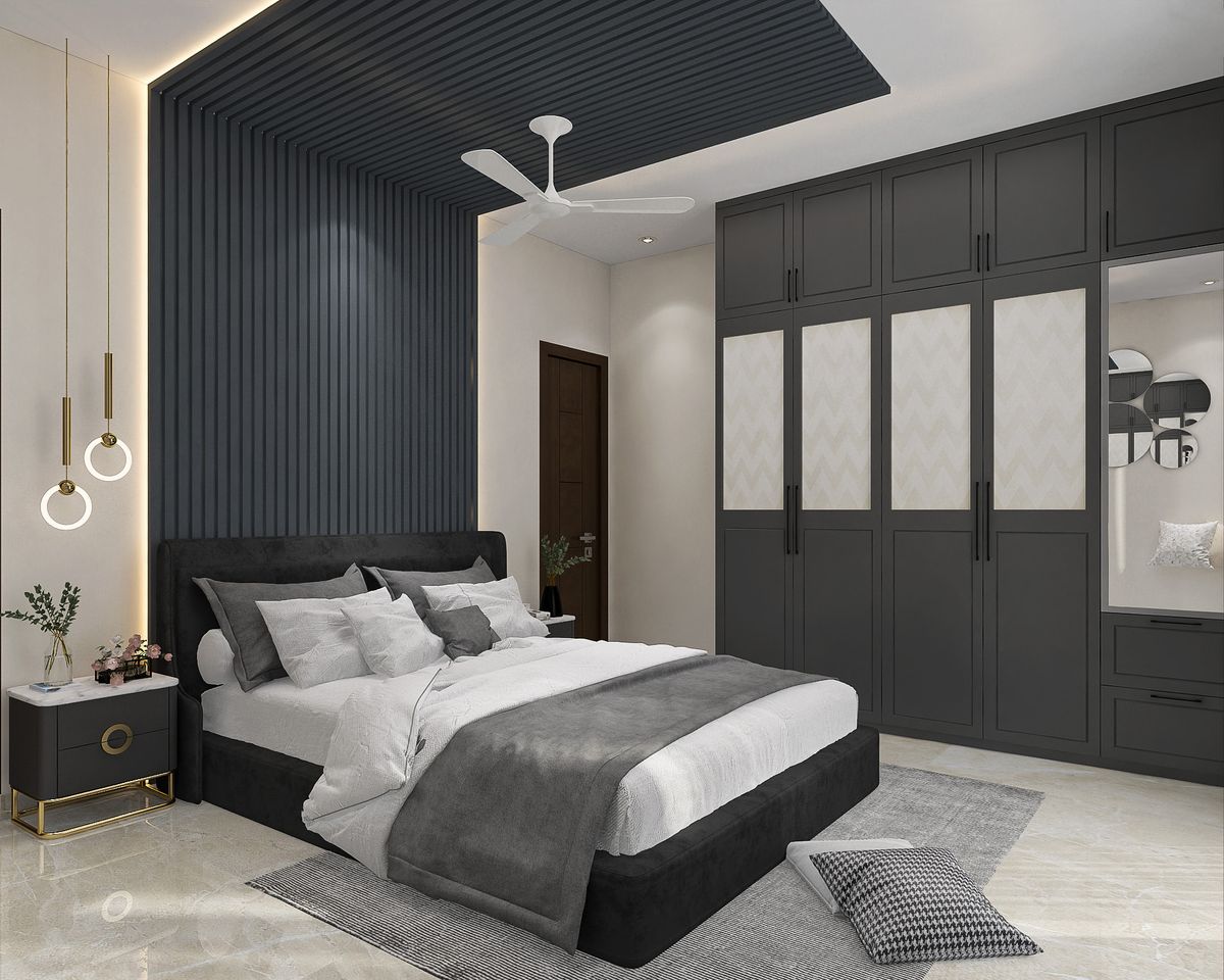 Master Bedroom Design with Contemporary Fluted Walls, LED Lighting, and ...