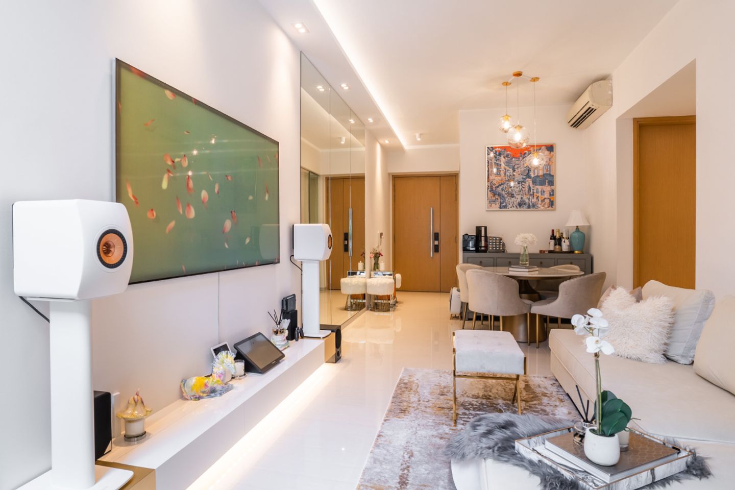 Simple False Ceiling Design With White Cove Lights | Livspace