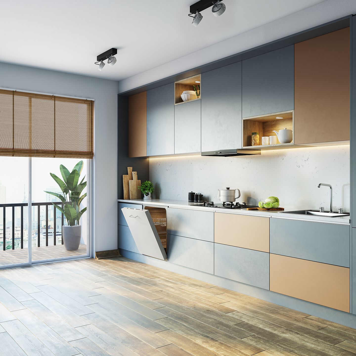 Classic Themed Compact Sized Straight Line Kitchen Design Livspace
