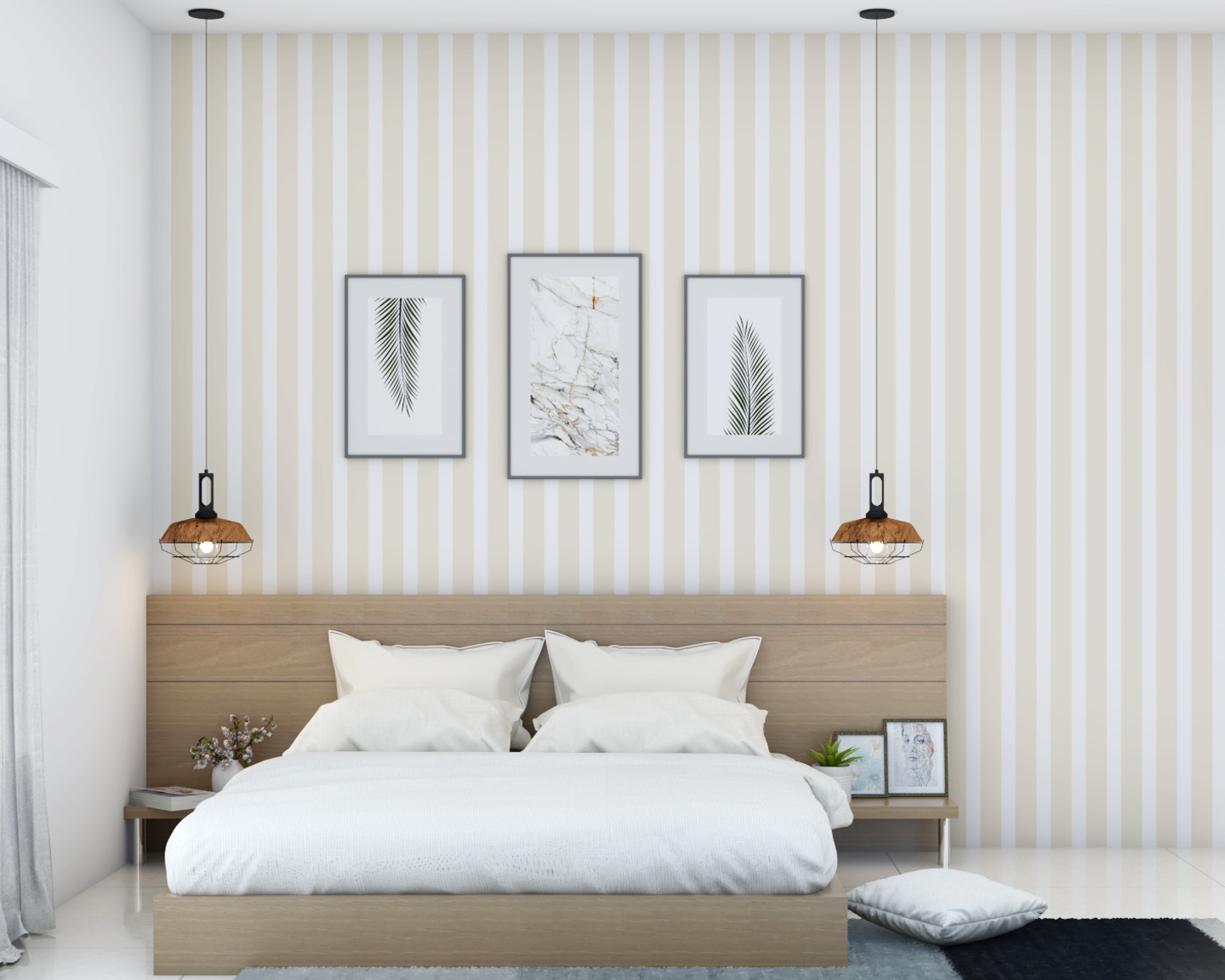 Wallpaper Design With Vertical Stripes Livspace