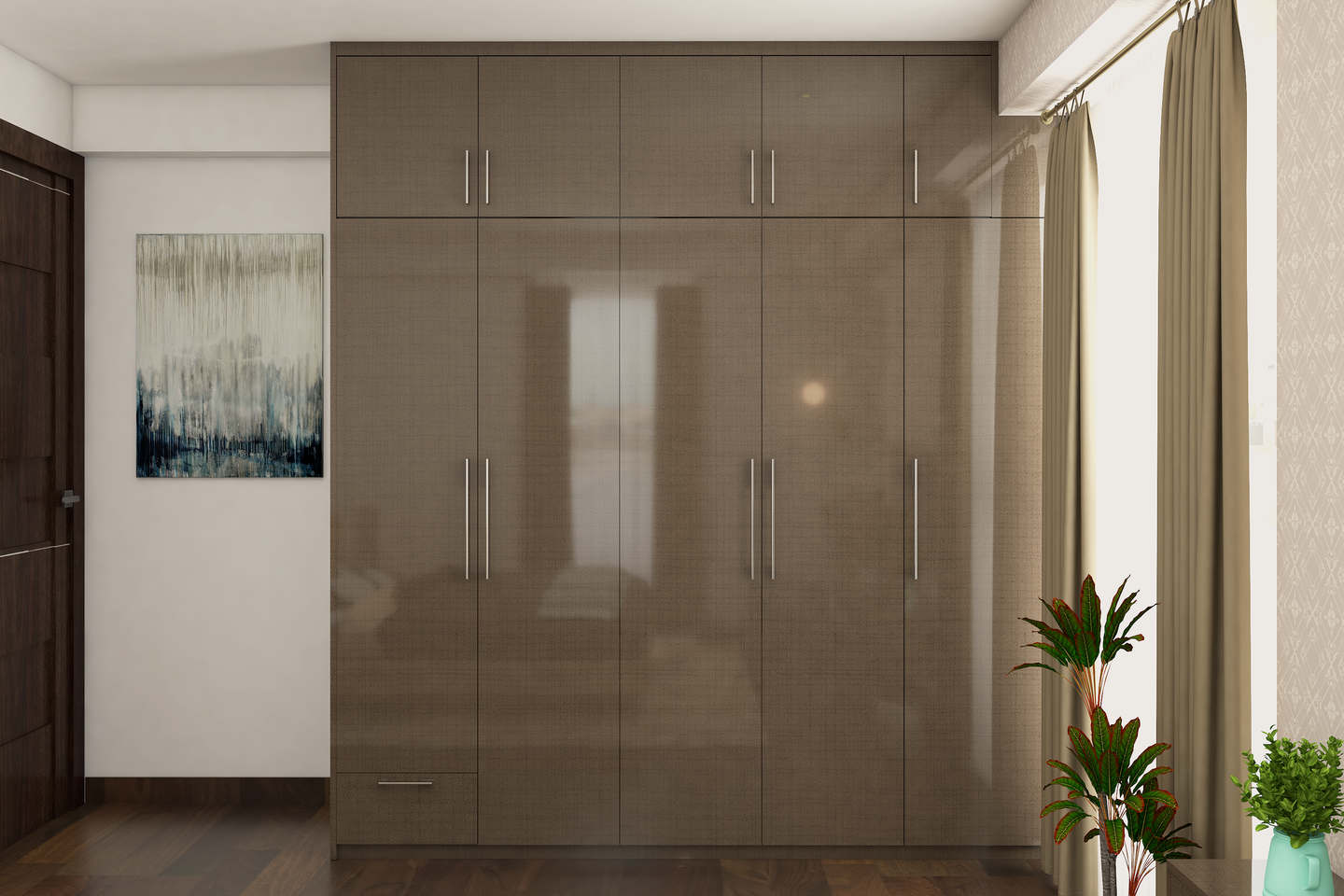 Modern Glossy Wardrobe Design With Long Sleek Handles Livspace