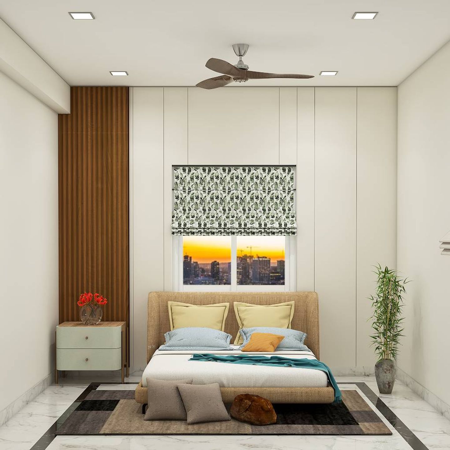 Kid's Bedroom Design With Wood Fluted Panelling Livspace