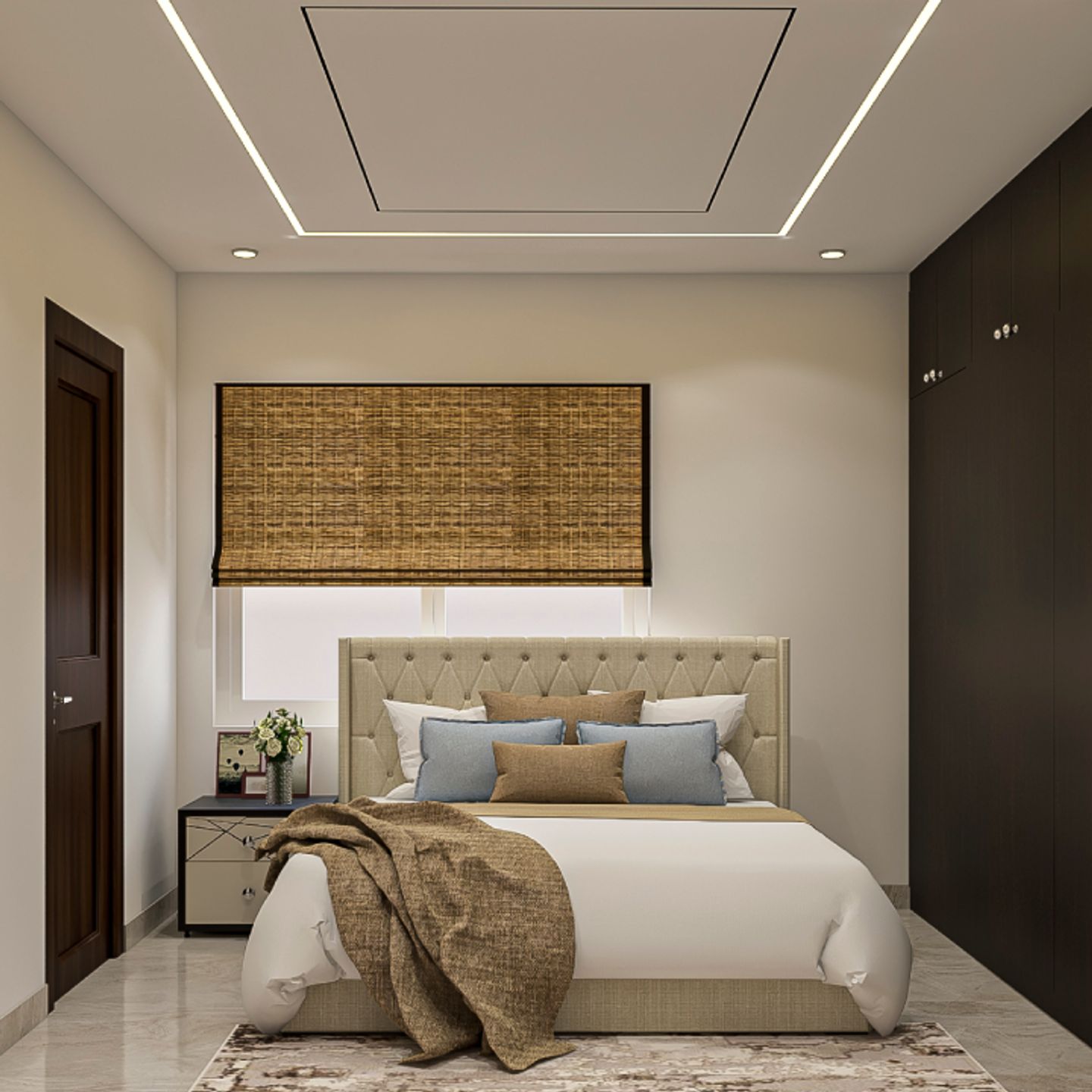 Spacious Square False Ceiling Design For Bedroom Livspace