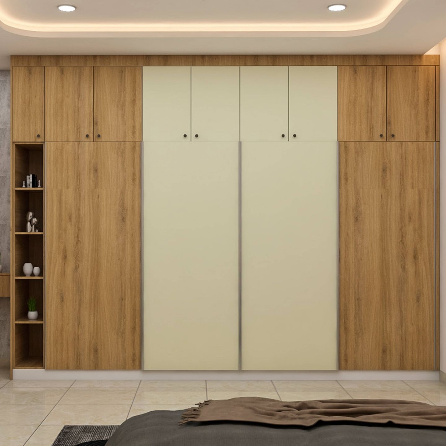 Sliding Door Wardrobe Design With Warm Palette | Livspace