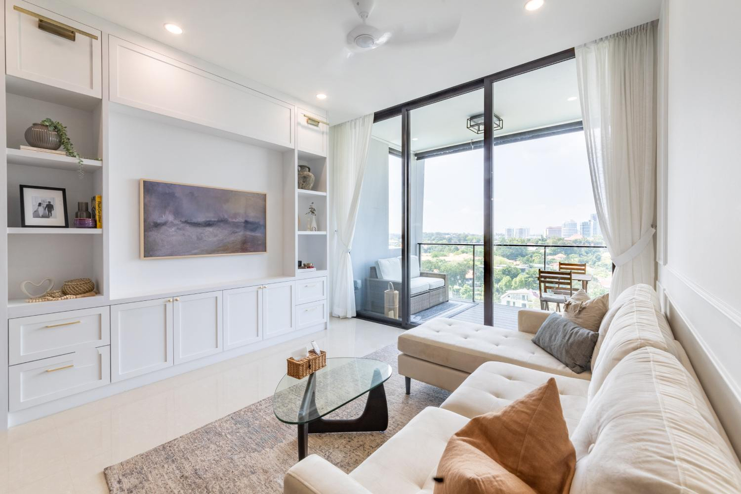 FloorToCeiling TV Design With Profile Shutters Livspace