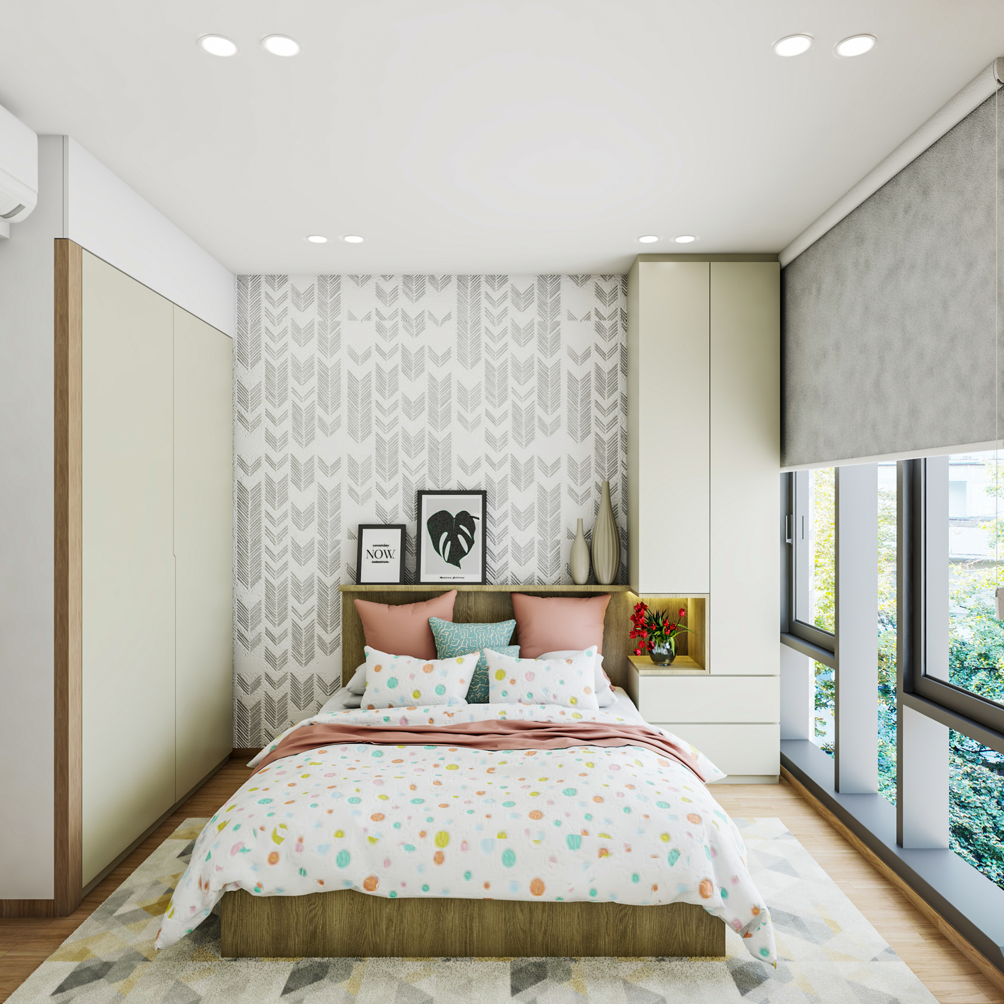 Contemporary Master Bedroom Design With Tall Livspace