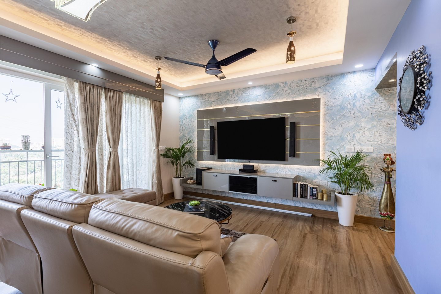 Spacious Home Design For 3-BHK Flat In Bangalore | Livspace