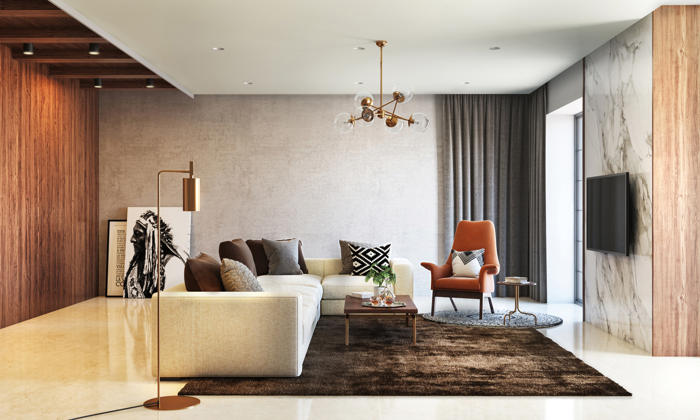 Spacious Minimal Style Convenient Low Maintenance Living Room | Livspace - Low Maintenance Living Room Decor Ideas