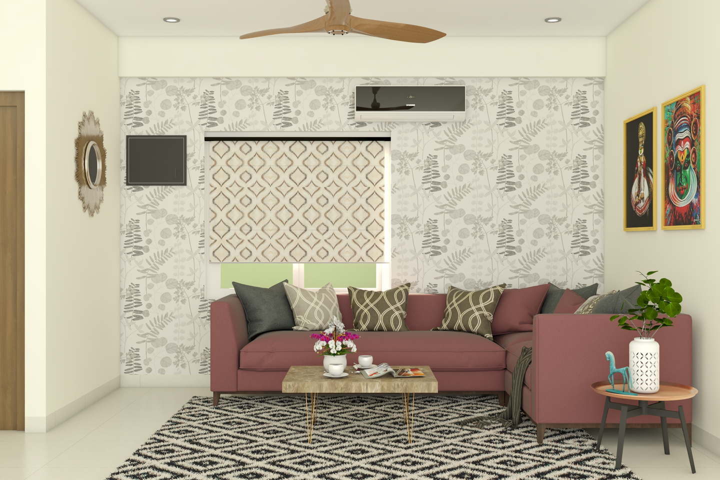 Spacious Living Room Design With LShaped Sofa Livspace