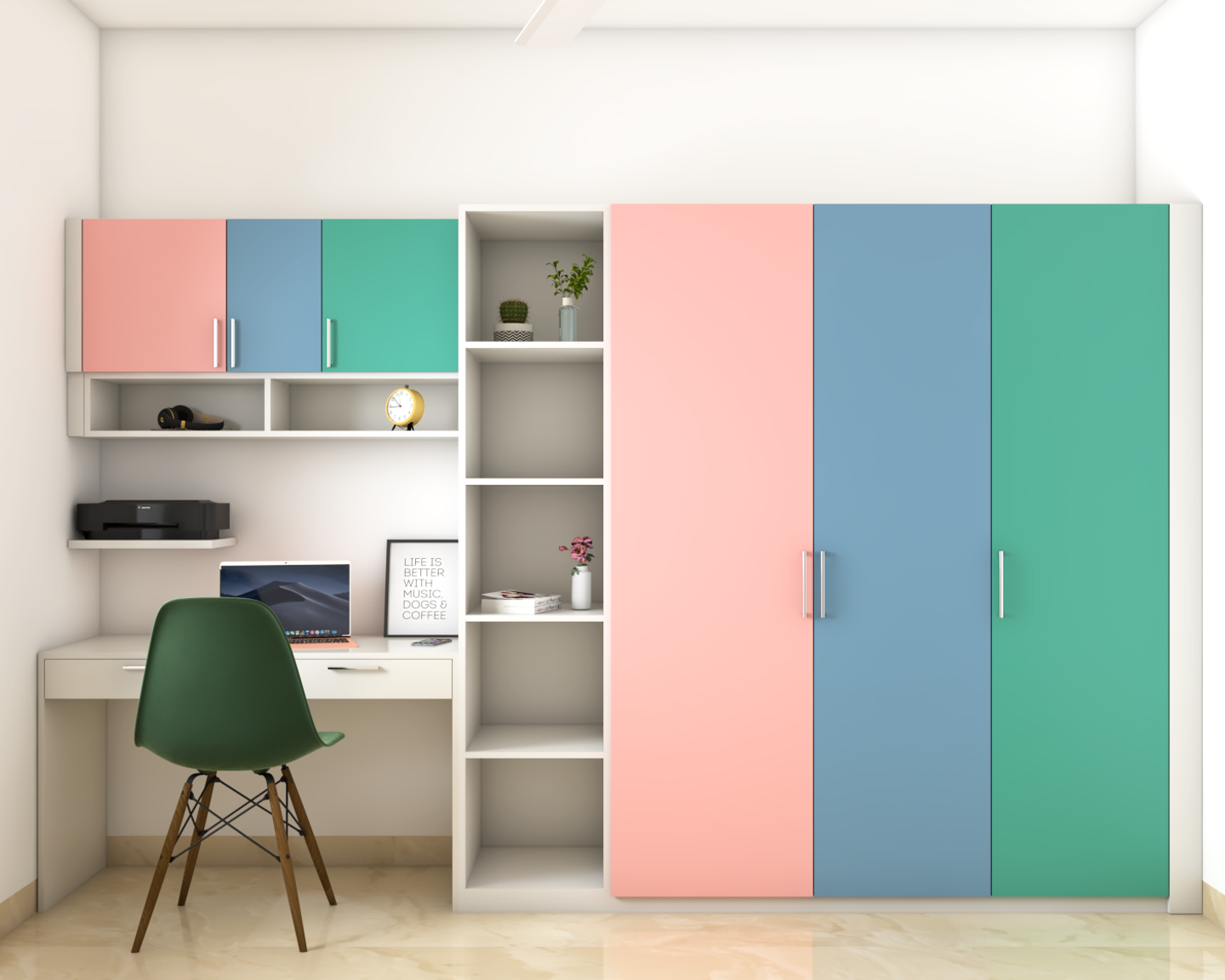 Modern And Spacious Wardrobe Design With Study Table Livspace modern-and-spacious-wardrobe-design-with-study-table-livspace
