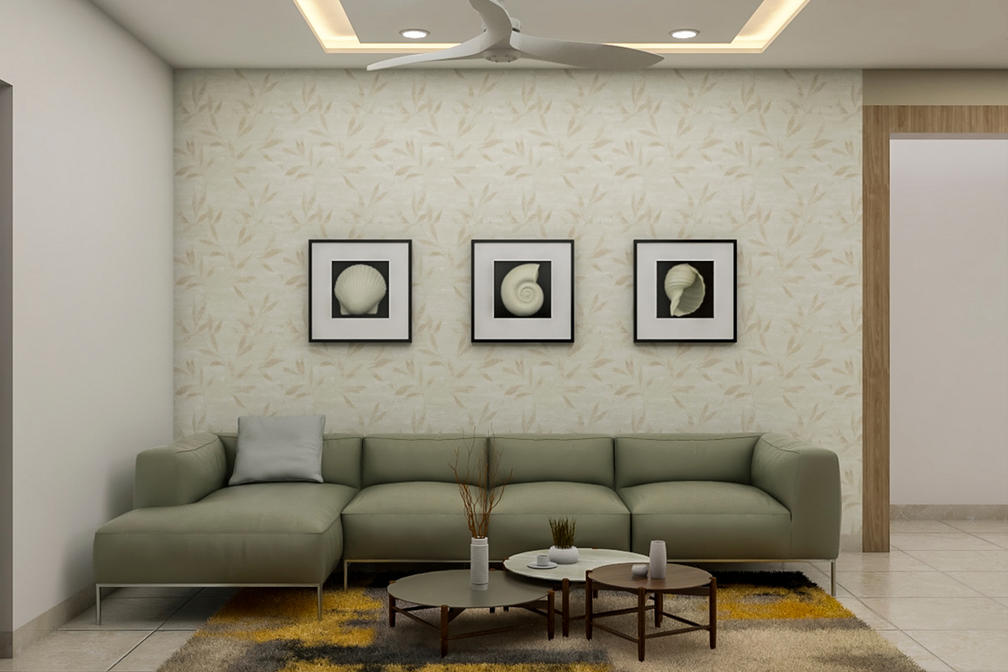 Green Themed Modern Living Room Design For Compact Spaces Livspace