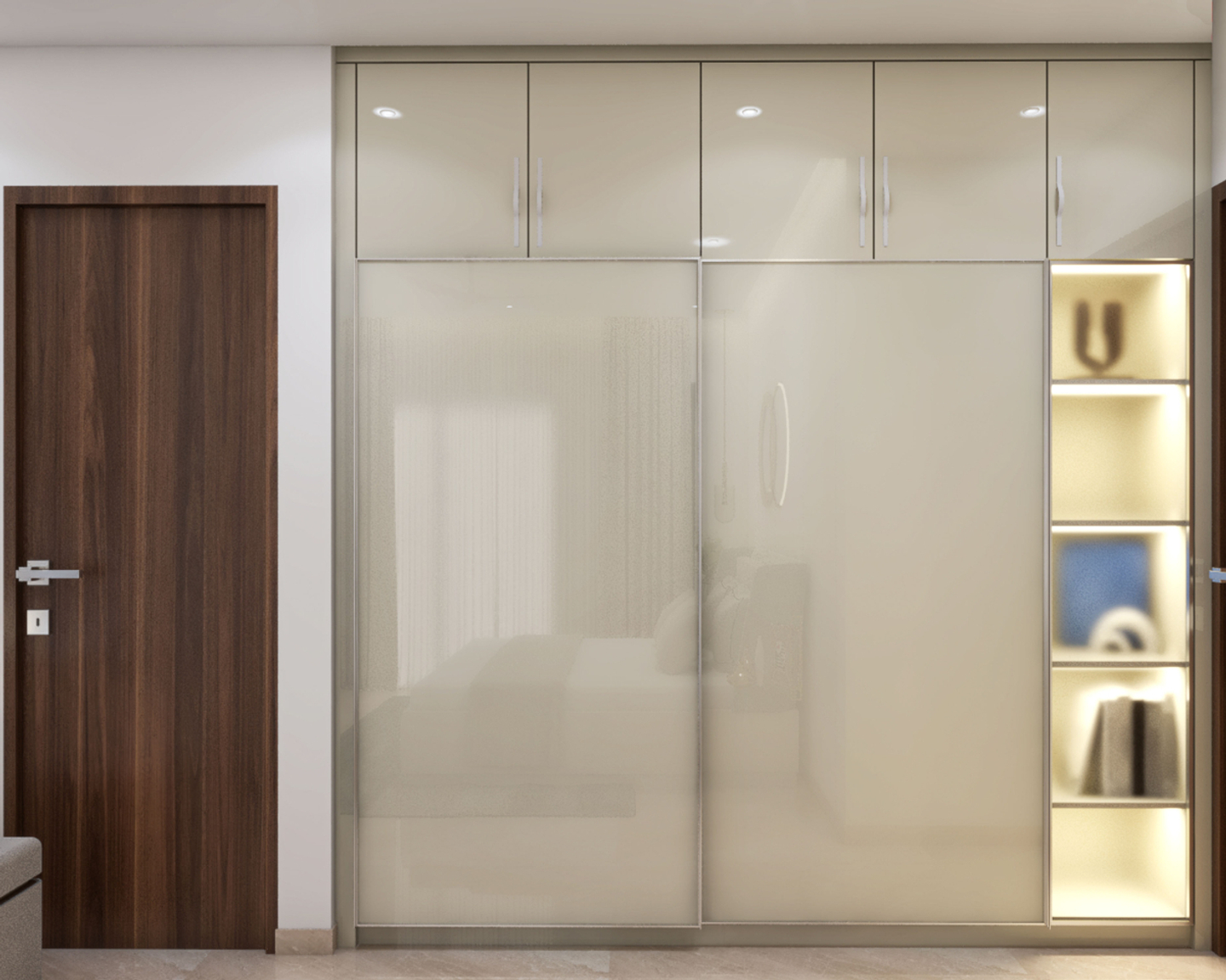 Modern Compact Wardrobe With Beige Colour Laminate | Livspace