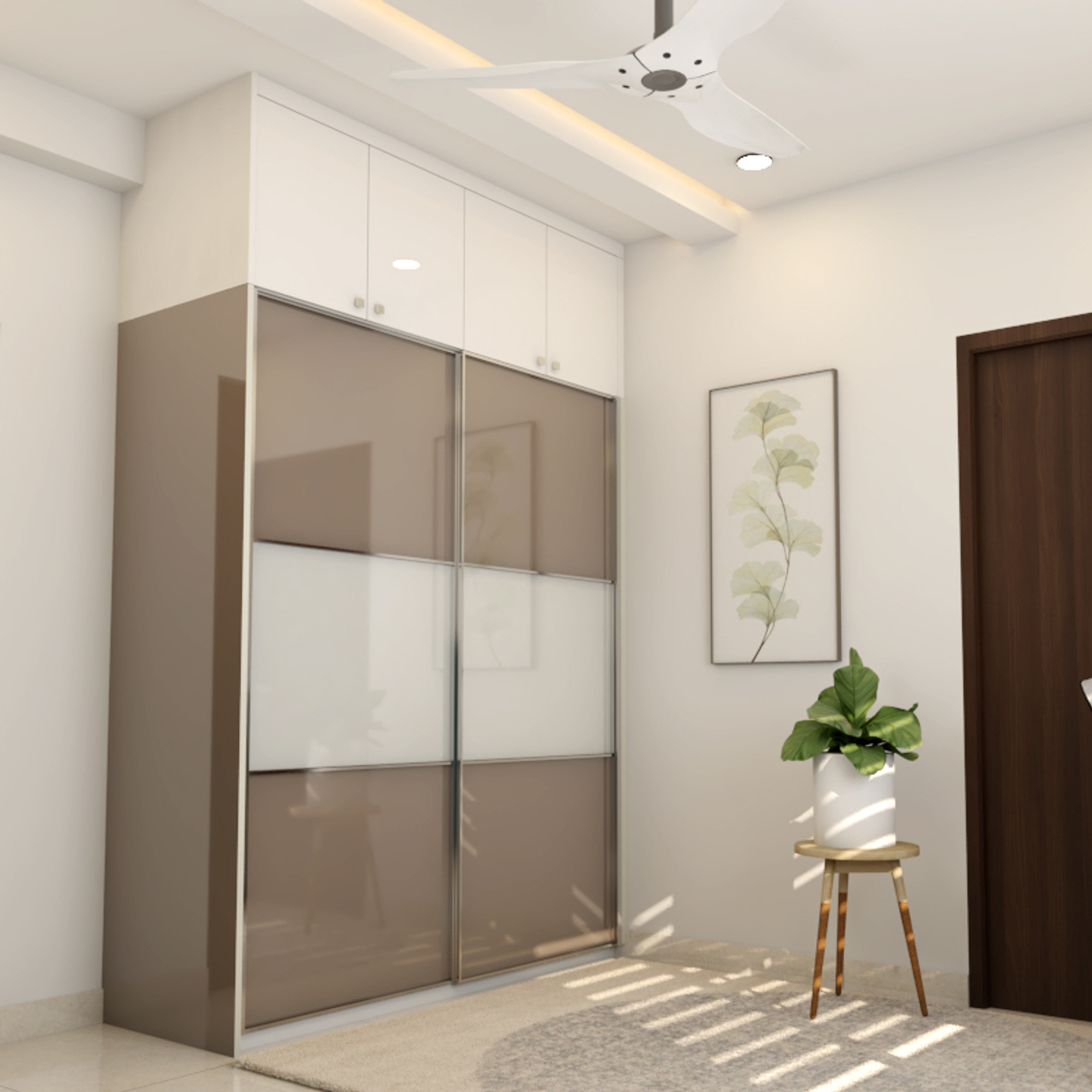 Beige Toned Modern Style Wardrobe Design Livspace 6840