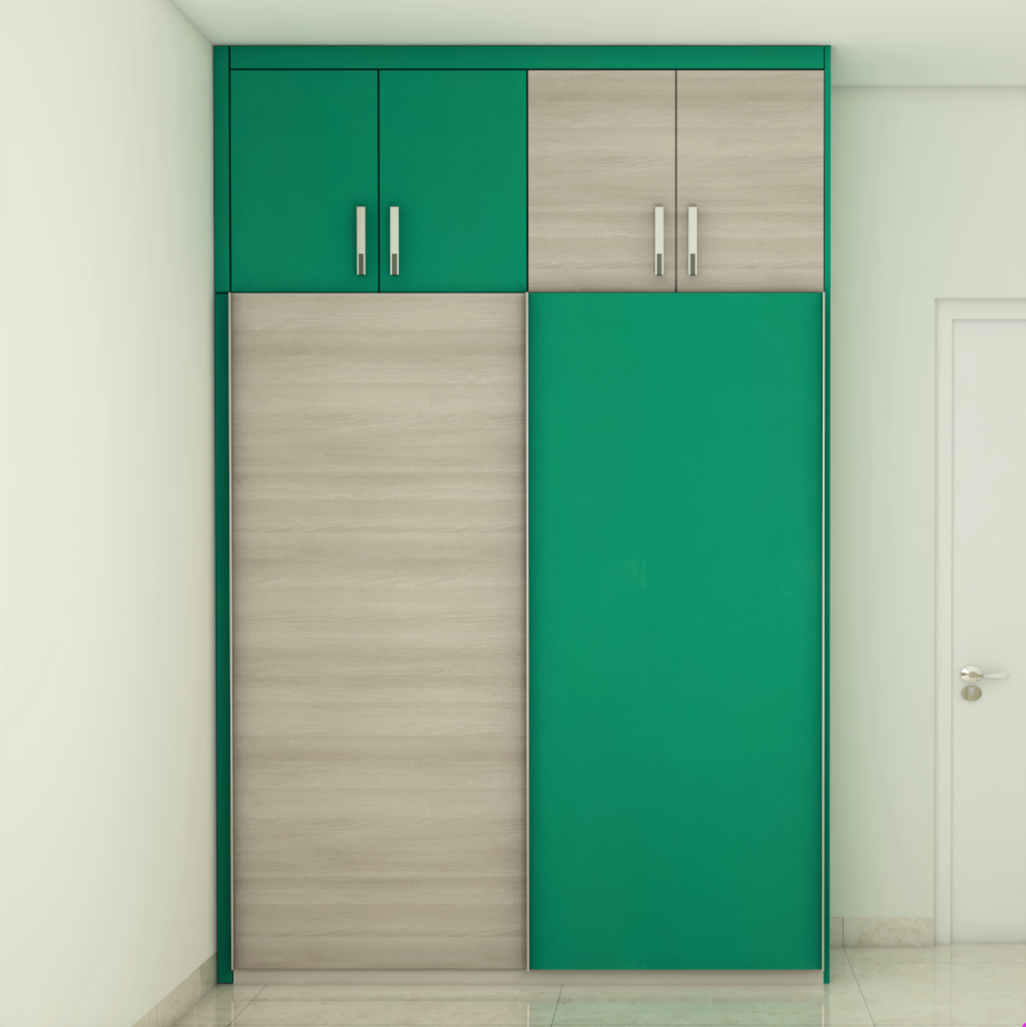 DualToned Compact Modern Wardrobe With Sliding Doors Livspace