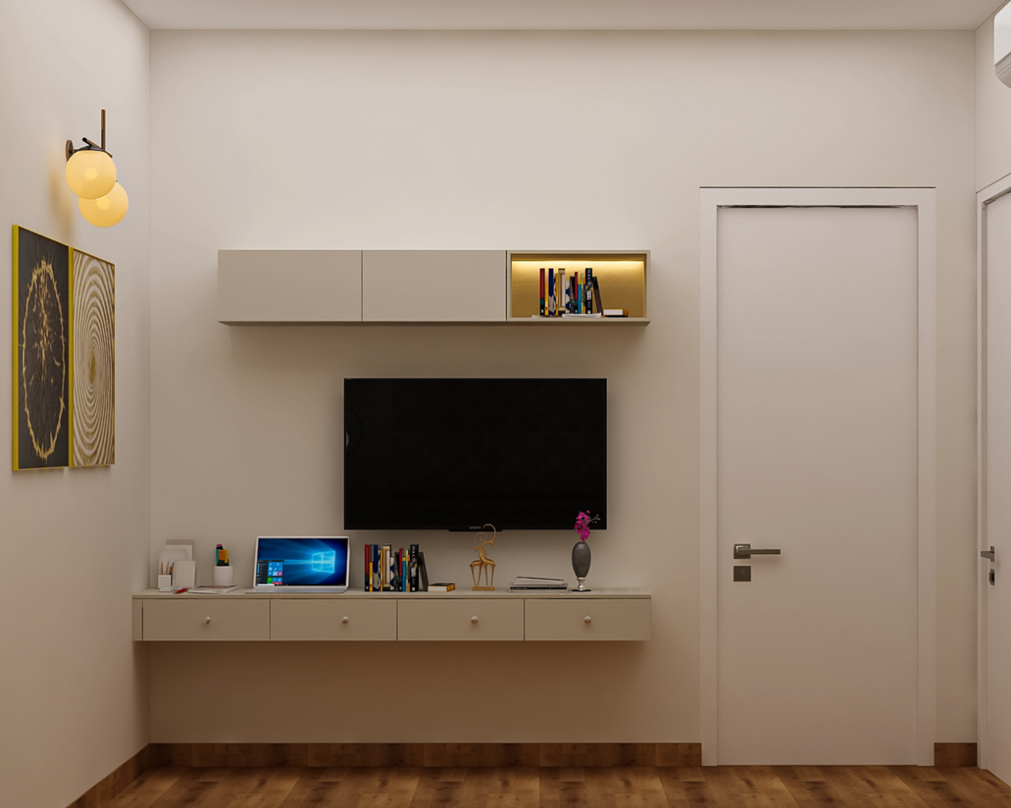 CreamColoured Compact TV Livspace