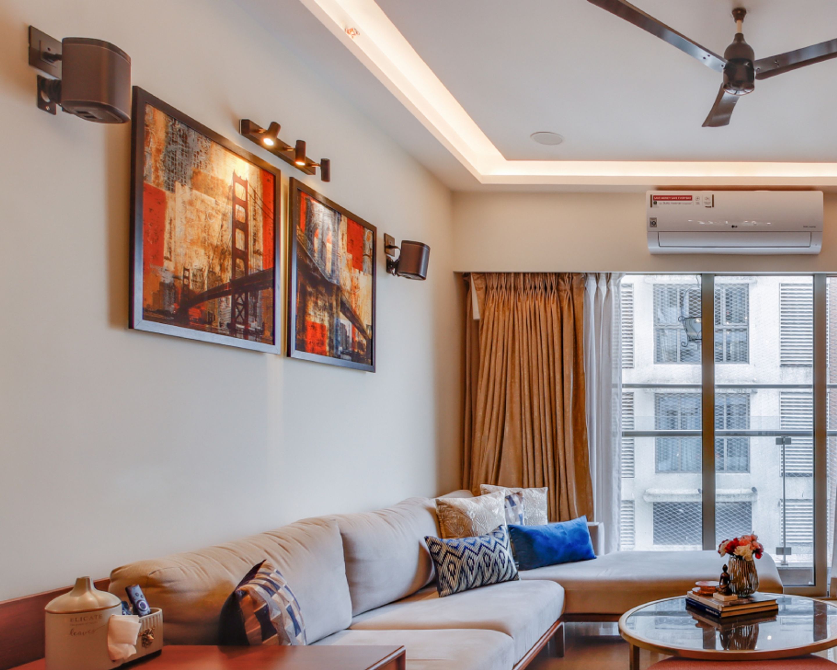 NeutralToned Wall Colour Combination For Living Rooms Livspace