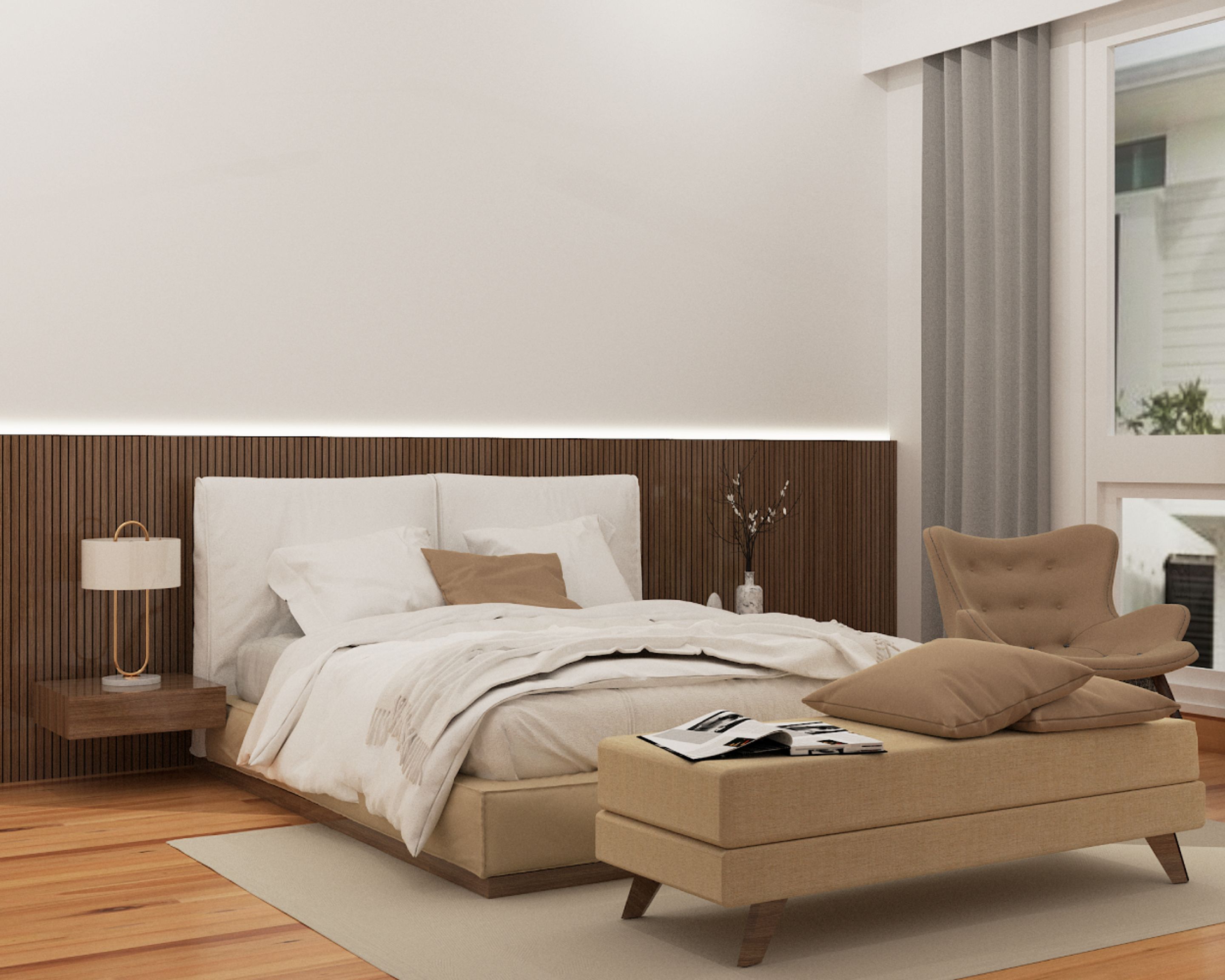 Brown Wall Design With Cove Lighting Livspace