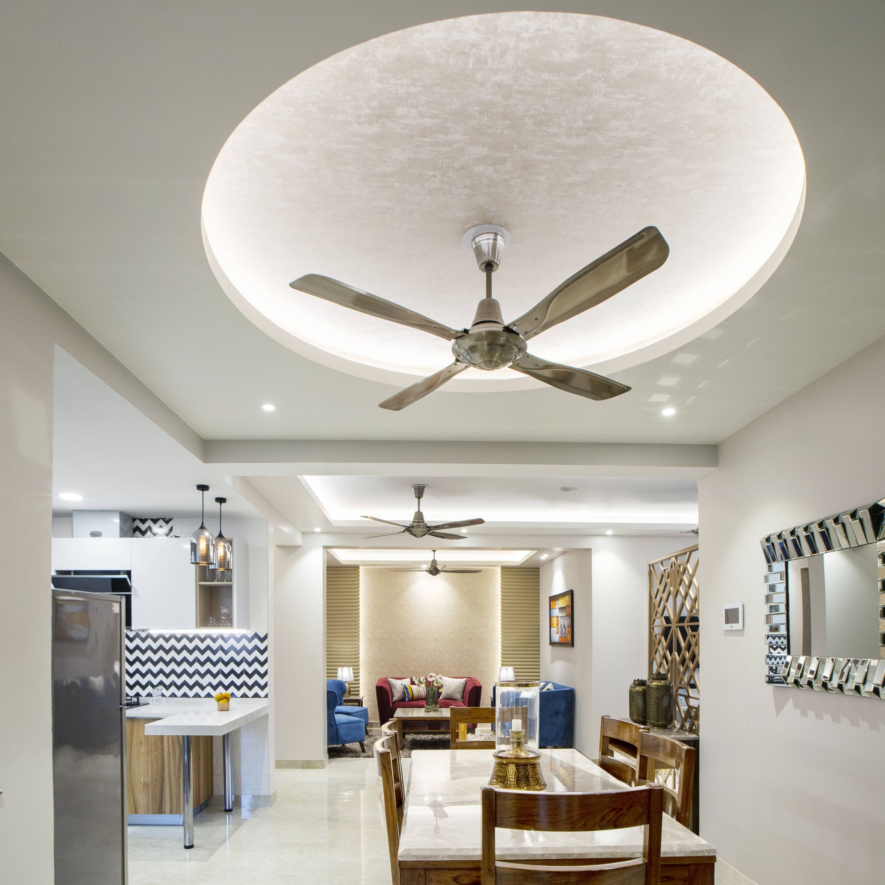 Spacious Circular Gypsum Ceiling Design Livspace