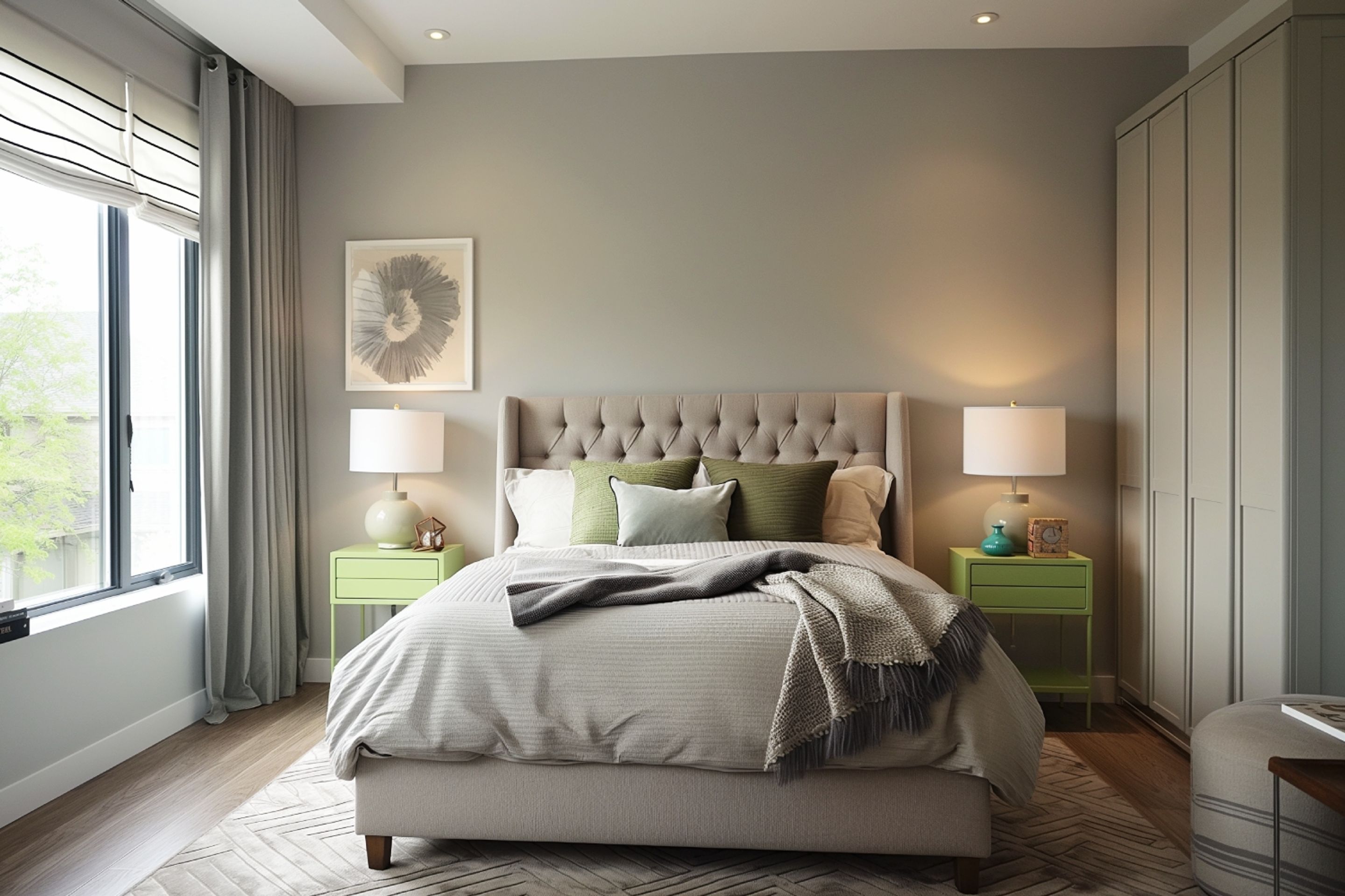 Spacious Modern Master Bedroom Design: King Bed, Wardrobe & Side Tables ...