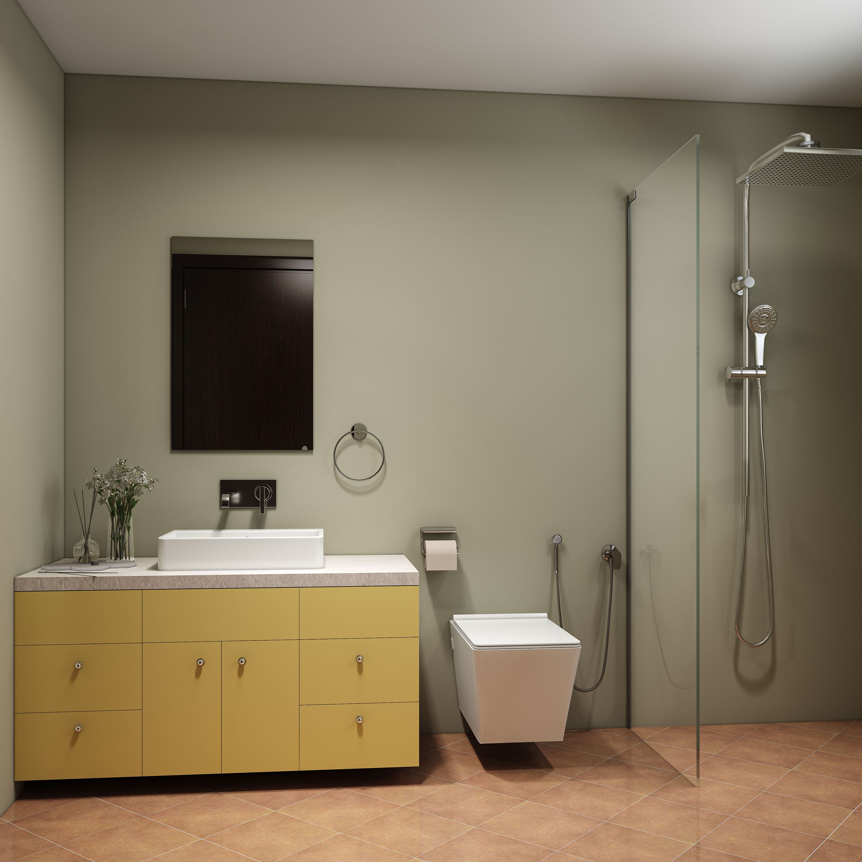 Light Green Wall Paint Design For Bathrooms | Livspace