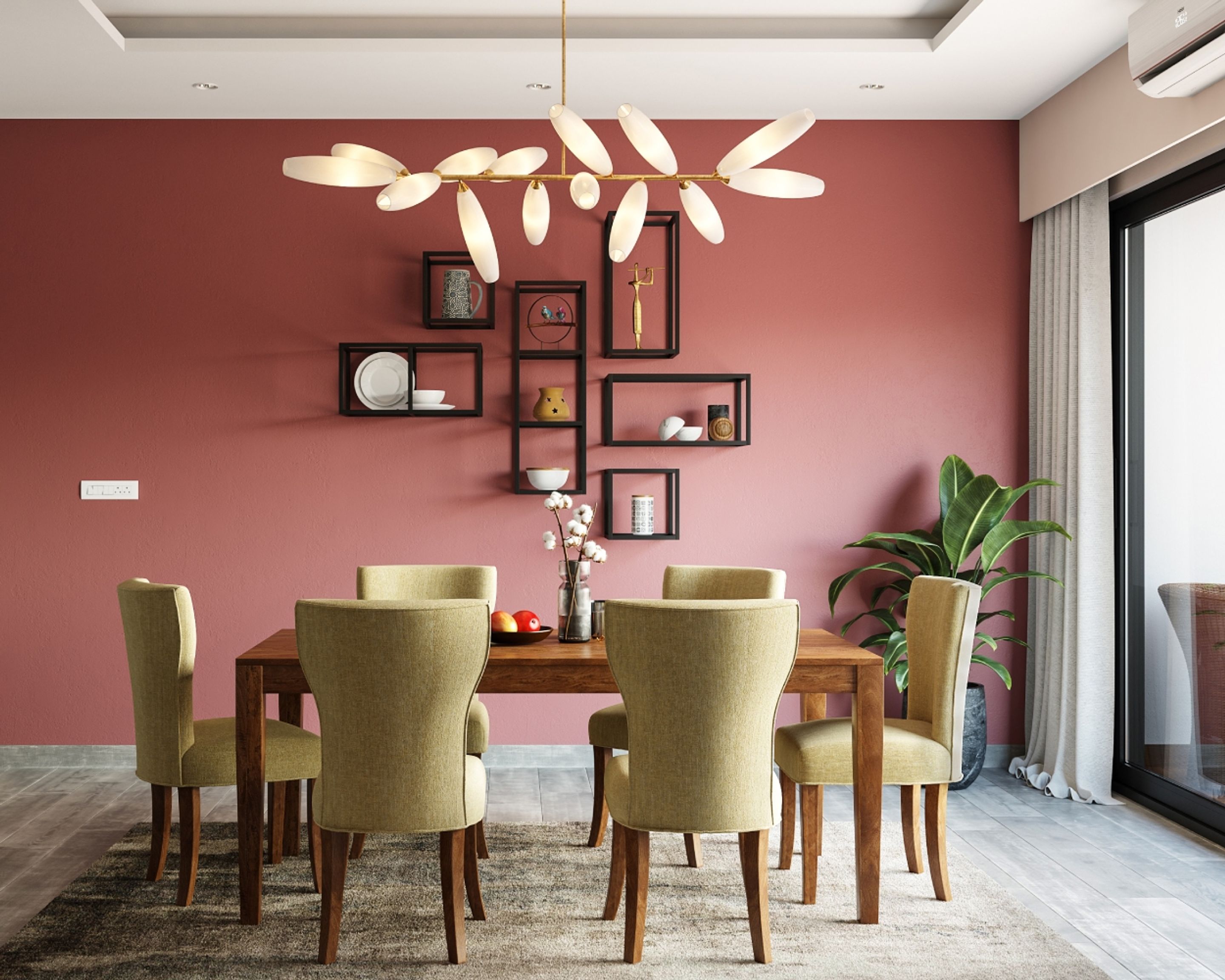 Peach Wall Paint Design For Dining Rooms With Contemporary Finish ...
