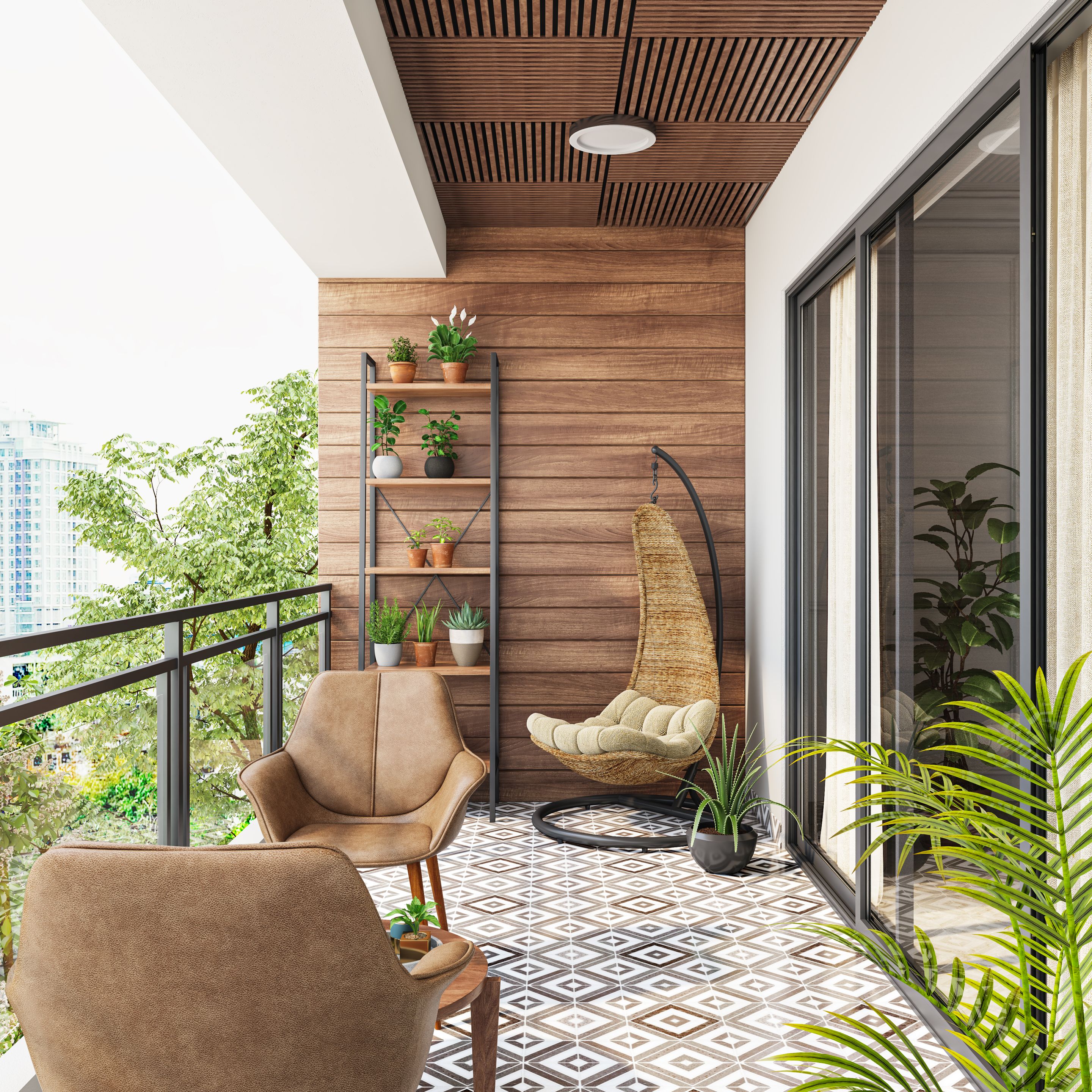 Modern Balcony Design With beautiful Wooden Interiors | Livspace