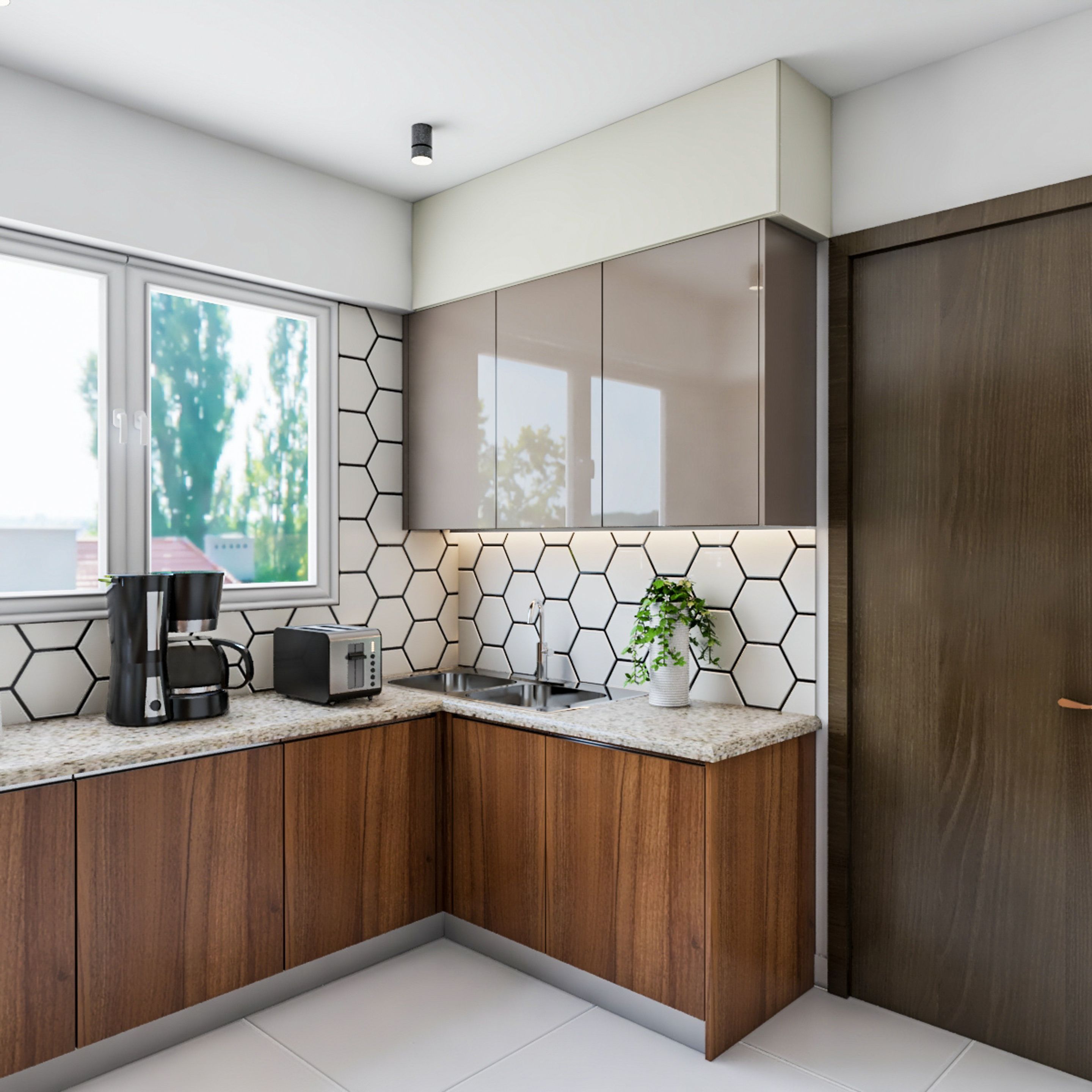 Classic White And Wood Kitchen Design With Walnut Bronze Cabinets ...