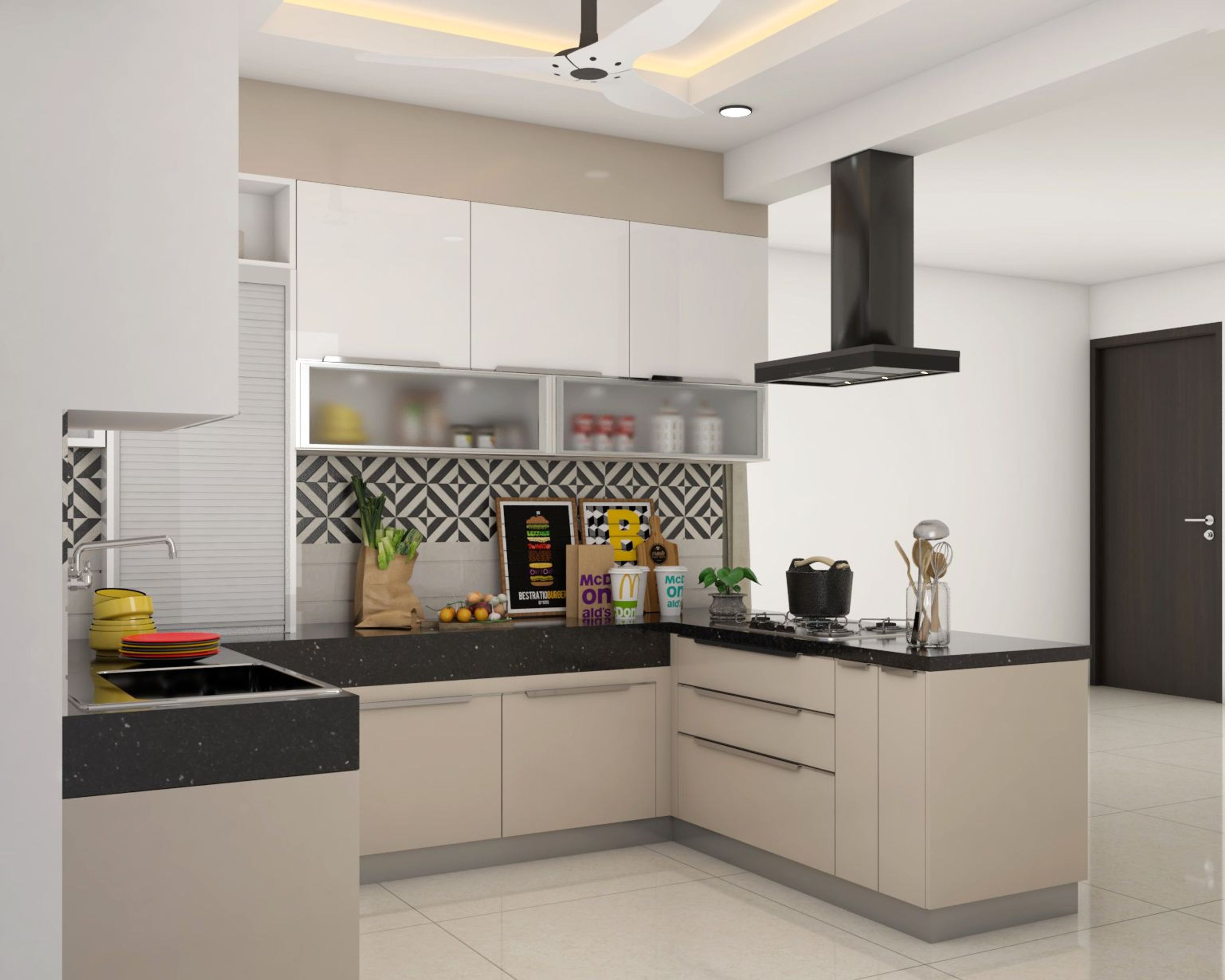 Spacious Open Kitchen Design | Livspace