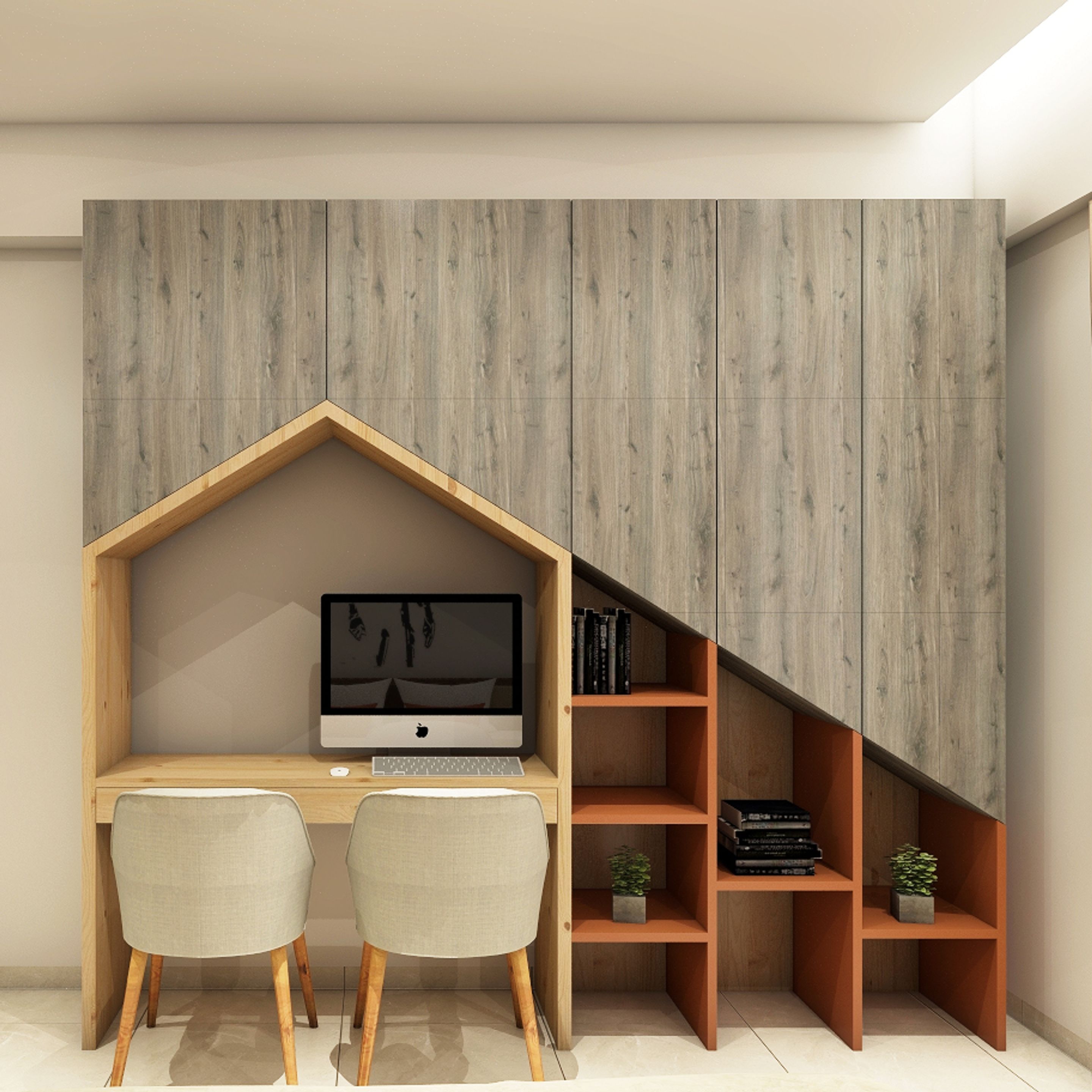 Modern Multicoloured Study Room Design With HomeShaped Aesthetic