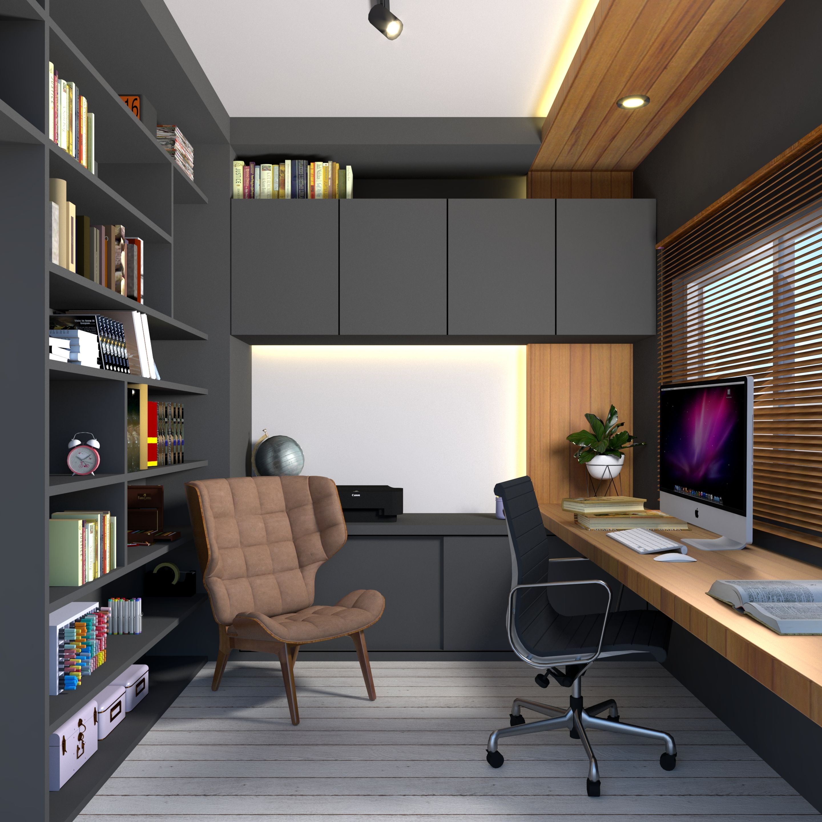 Modern Themed Spacious Convenient Clean Home Office Design | Livspace