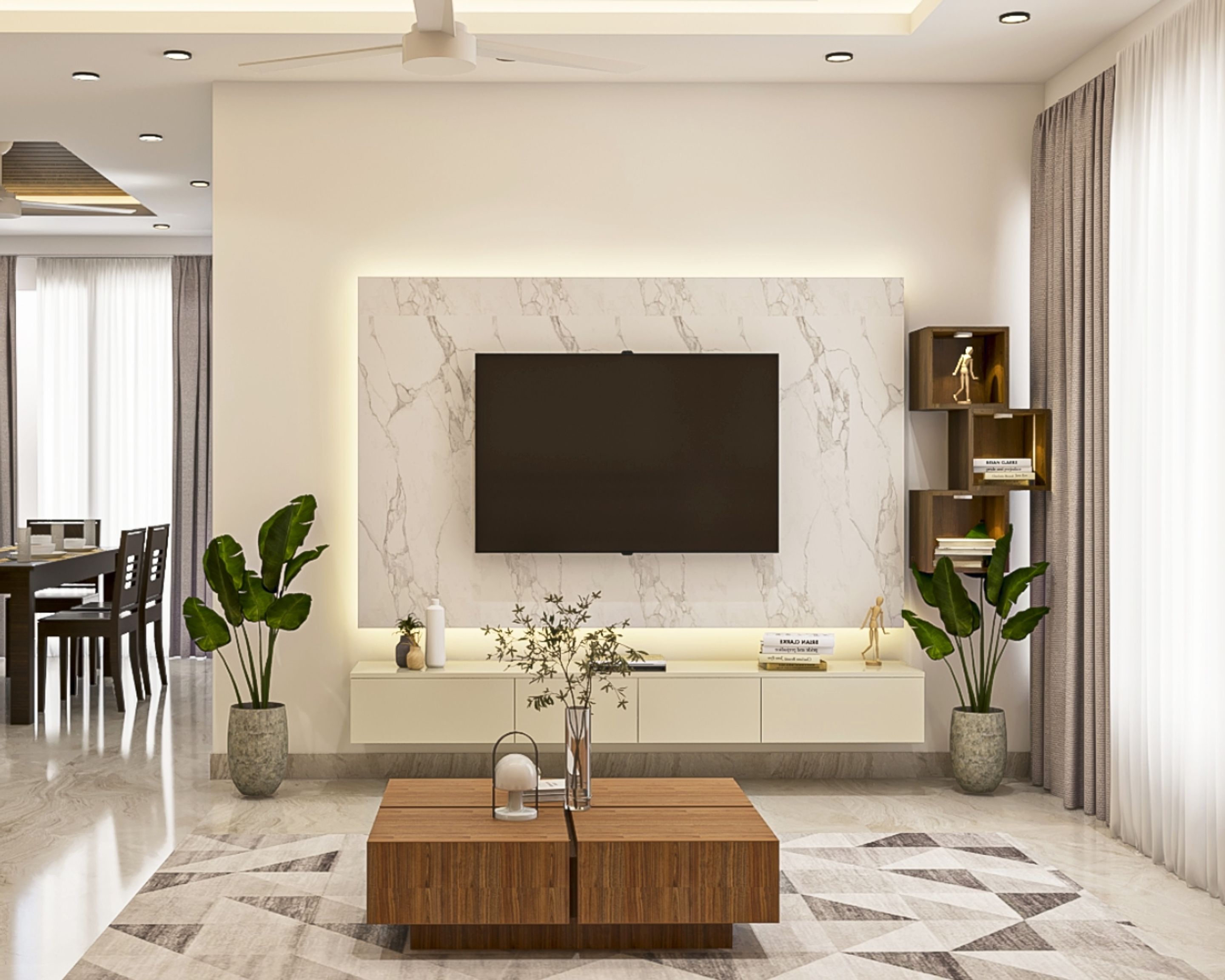 champagne-toned-and-wood-wall-mounted-tv-unit-with-marble-back-panel