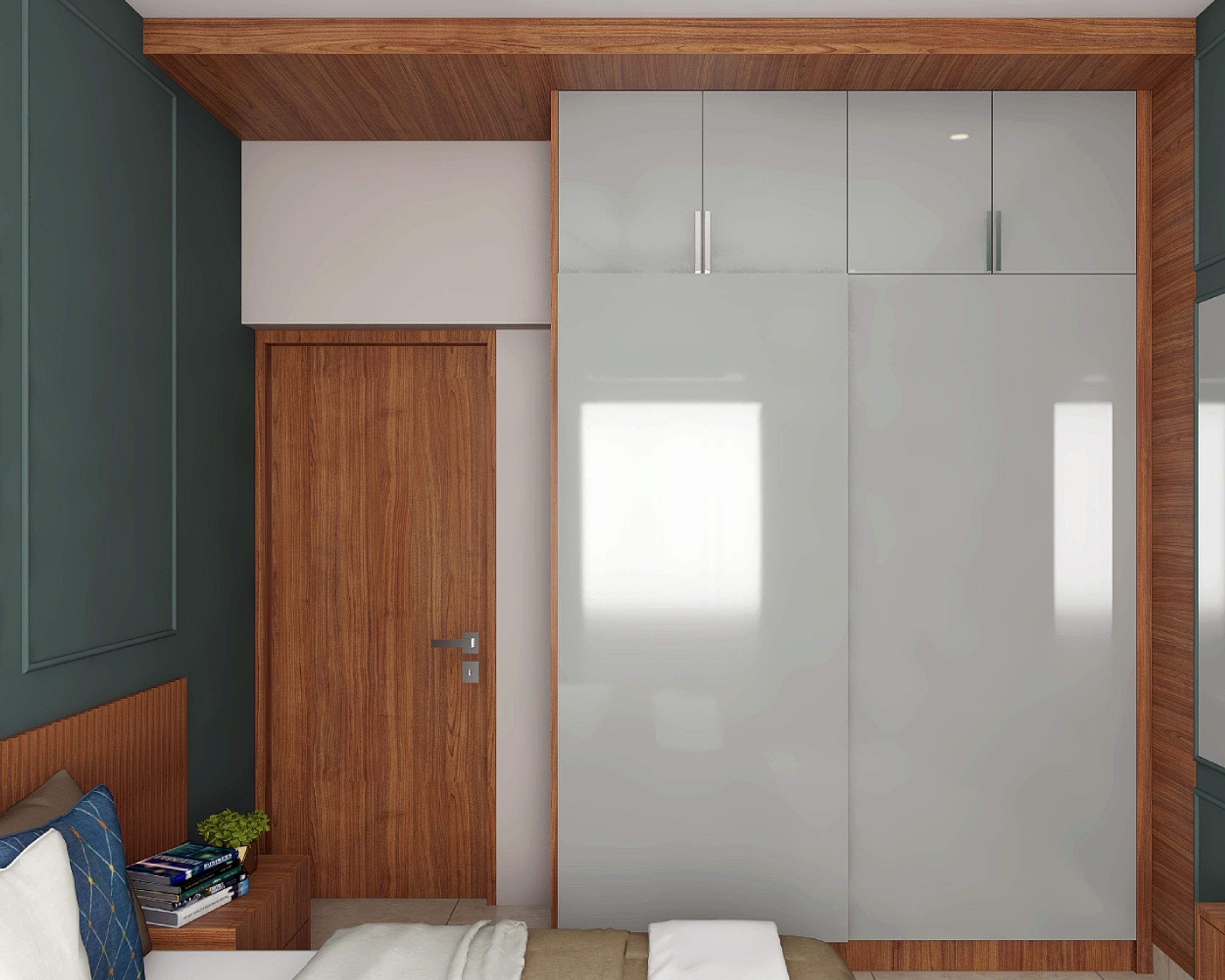 Contemporary Dove Grey Sliding Wardrobe Design | Livspace