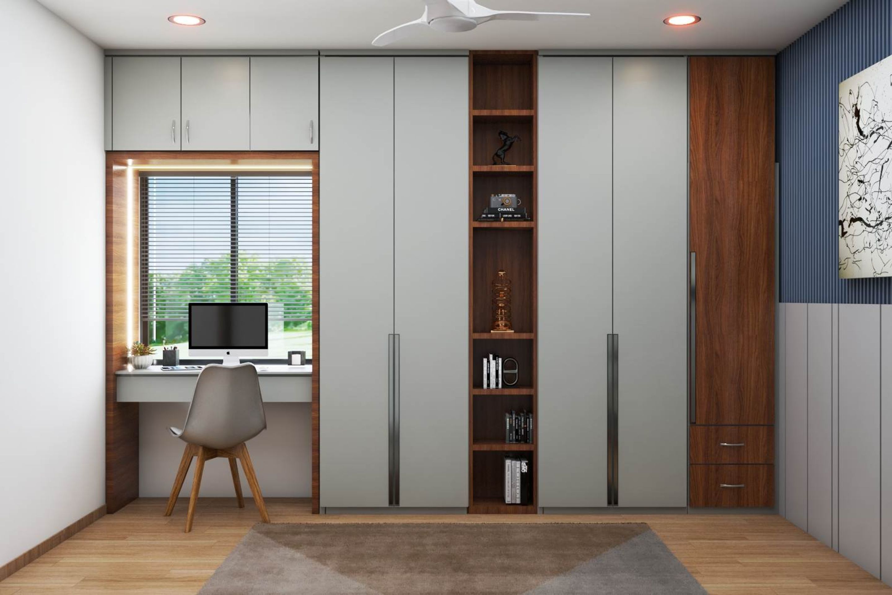 Spacious Home Office Design With Floor-To-Ceiling Storage | Livspace