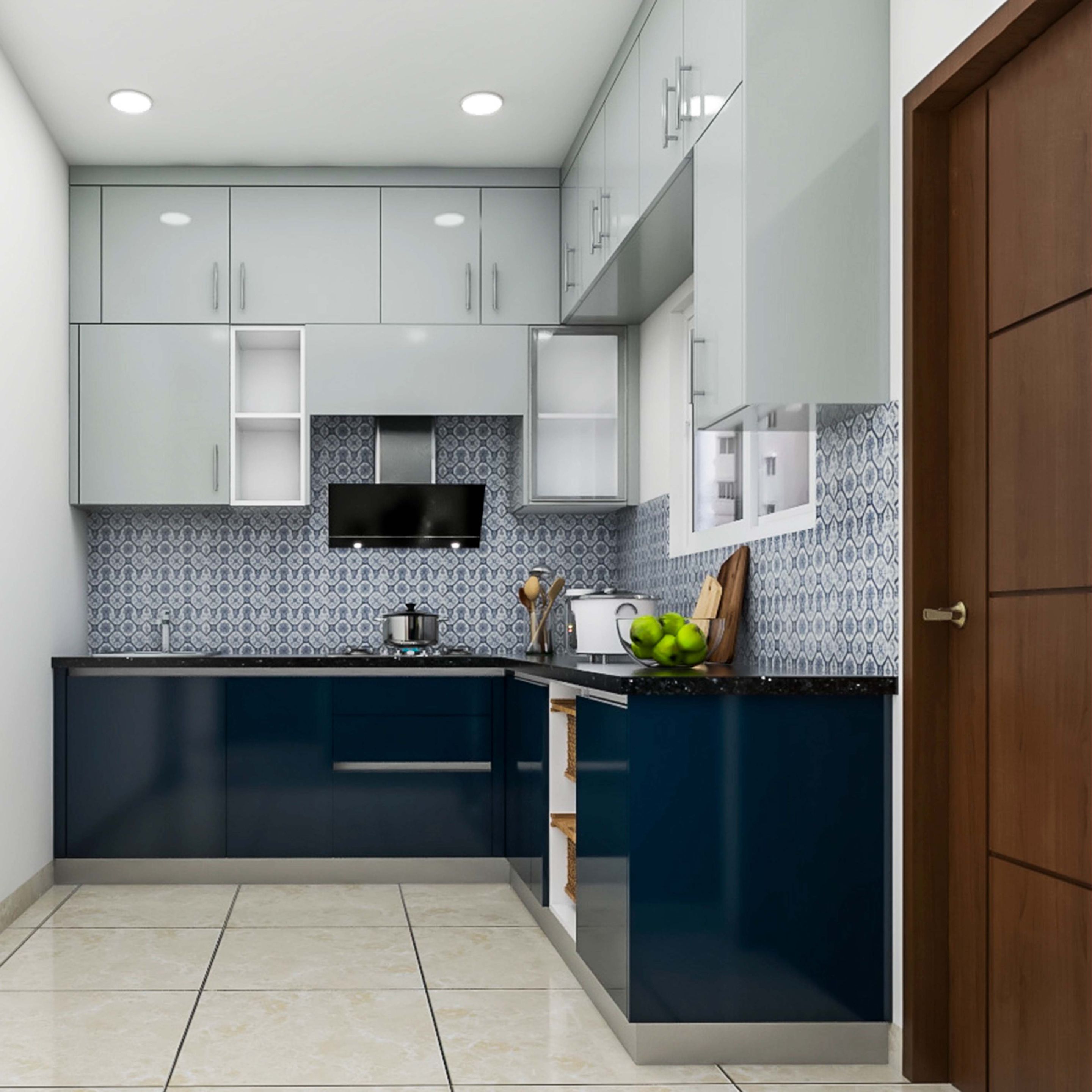 Spacious India Kitchen Design In Grey And White Livspace