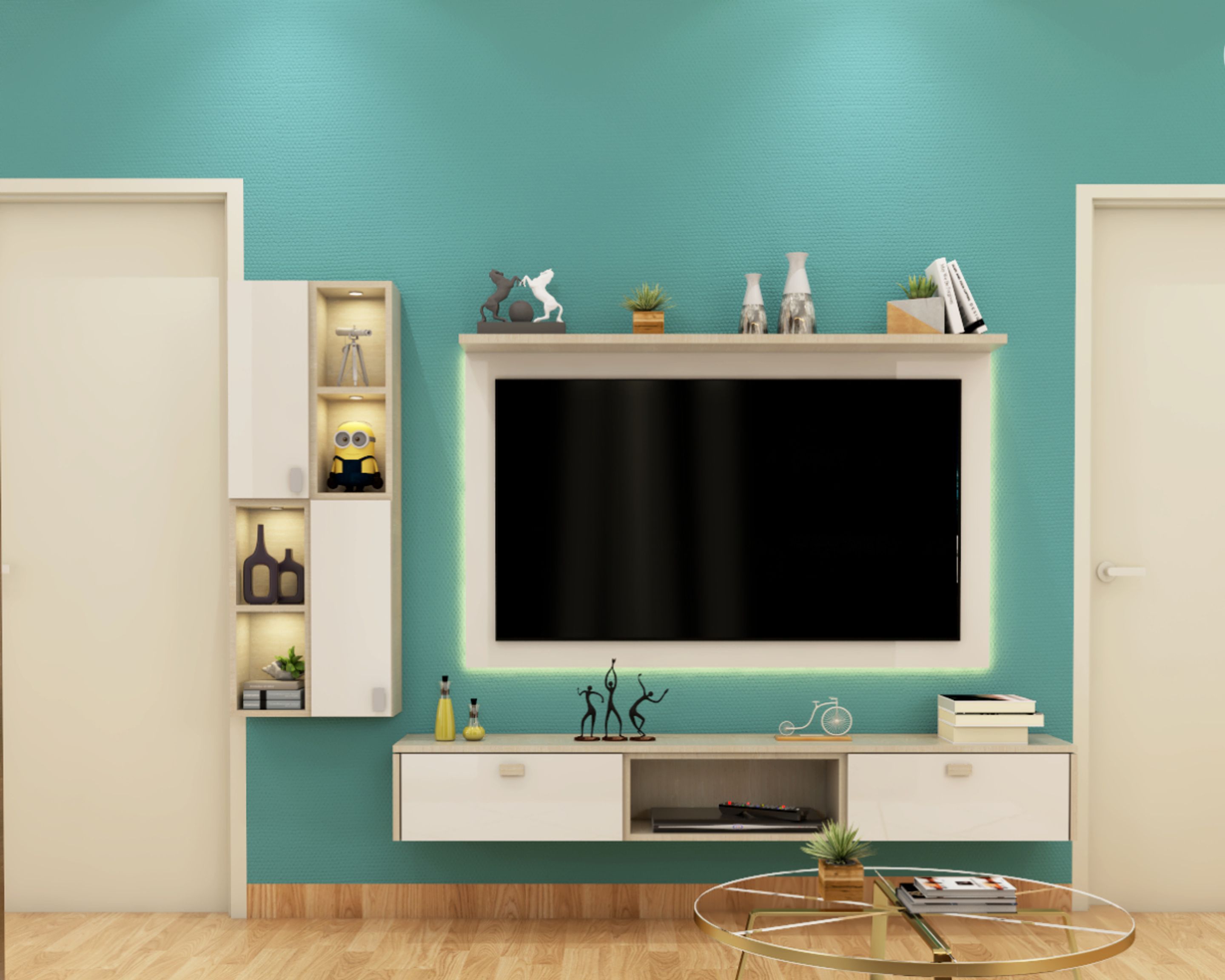 Compact White TV Cabinet With Drawers | Livspace