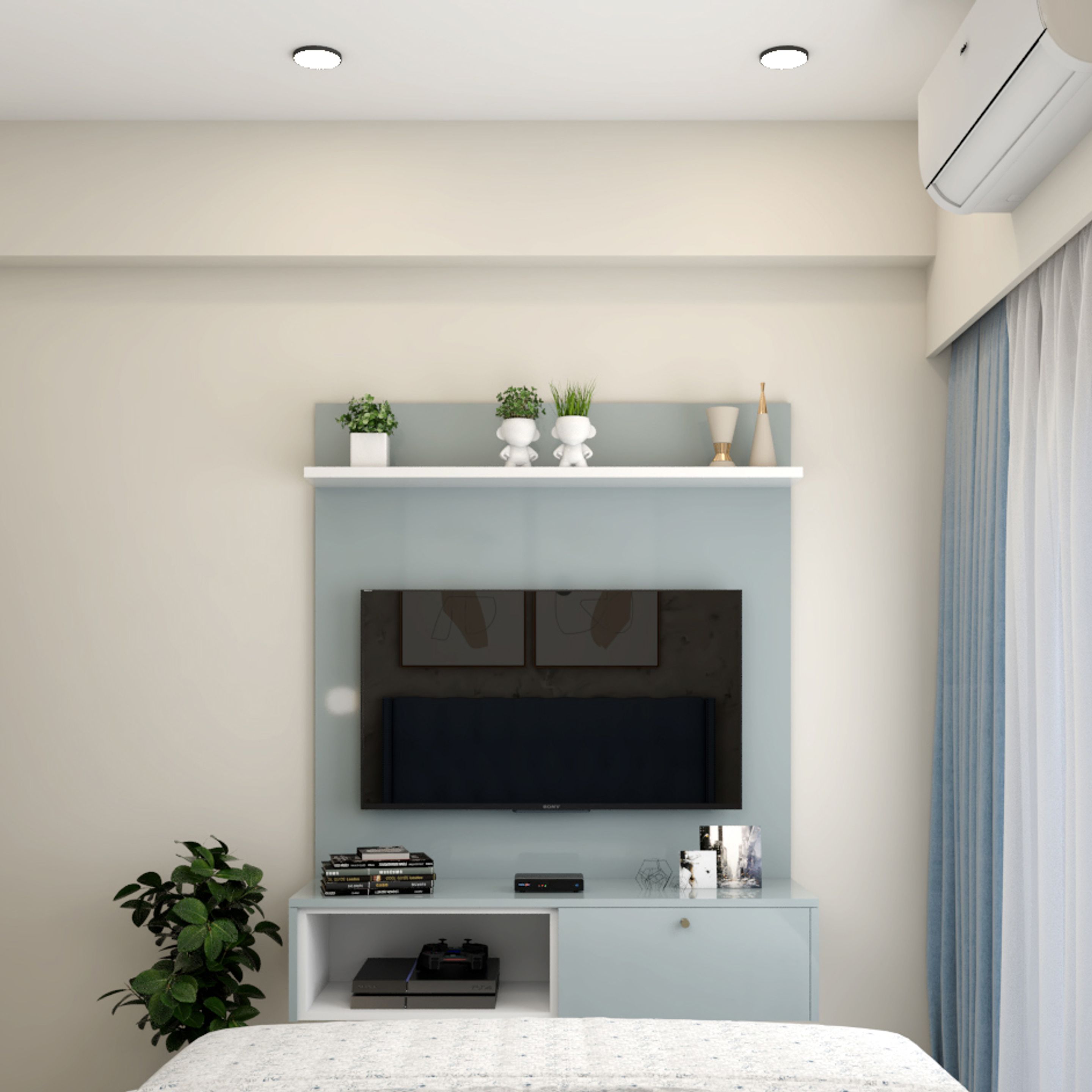 Compact Wall-Mounted TV Cabinet Design | Livspace