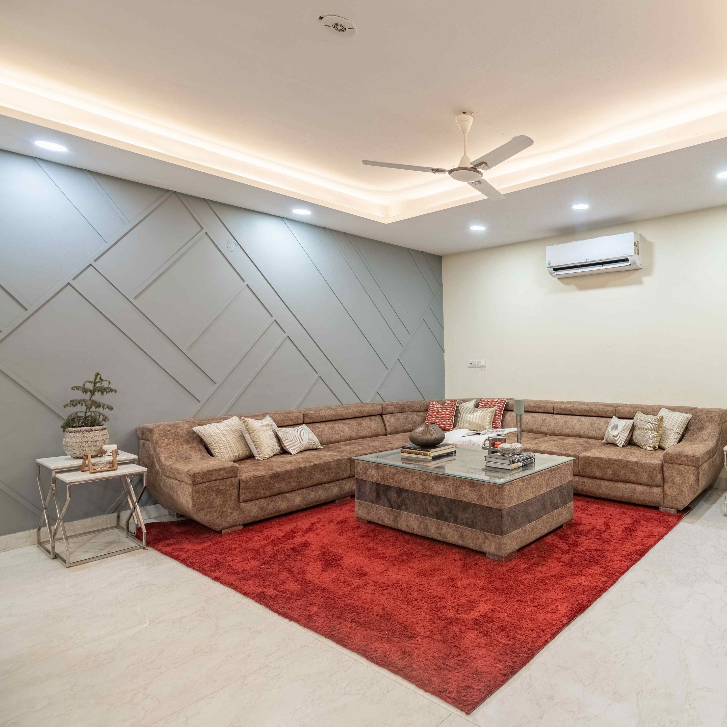 Grey Wall Design For Living Rooms | Livspace