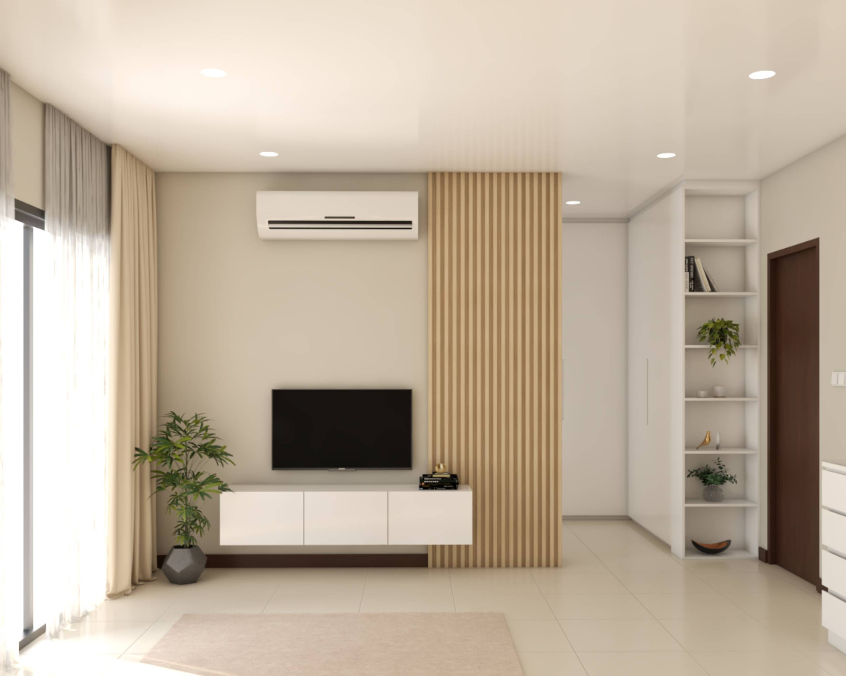 WallMounted TV Unit Design With A Laminate Finish Livspace