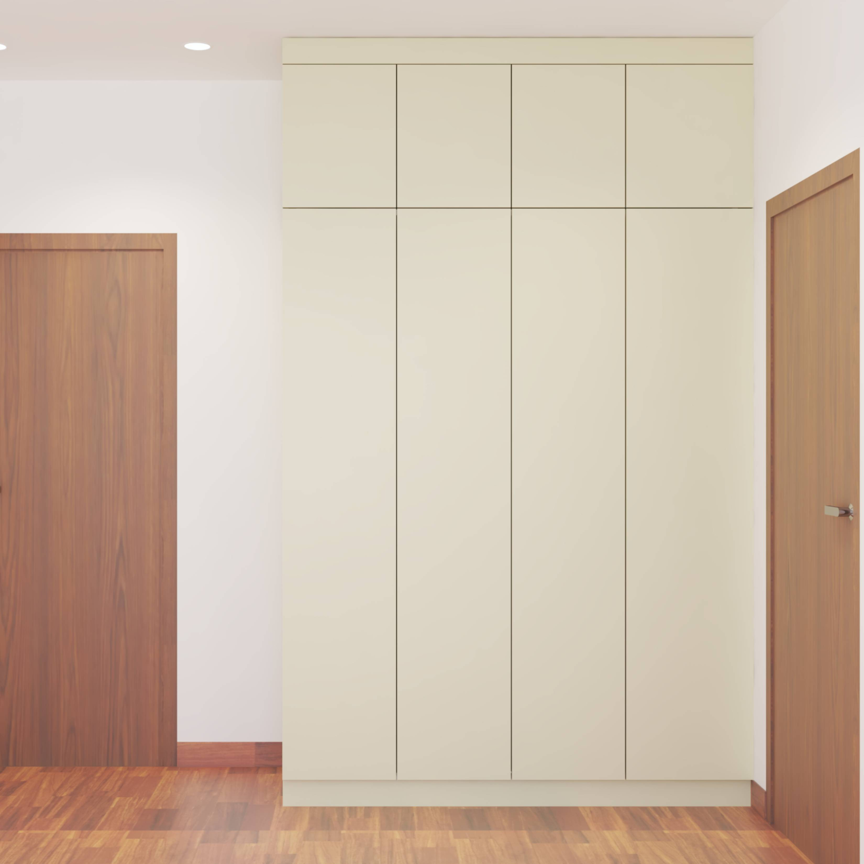 CreamColoured Handleless Wardrobe Design Livspace