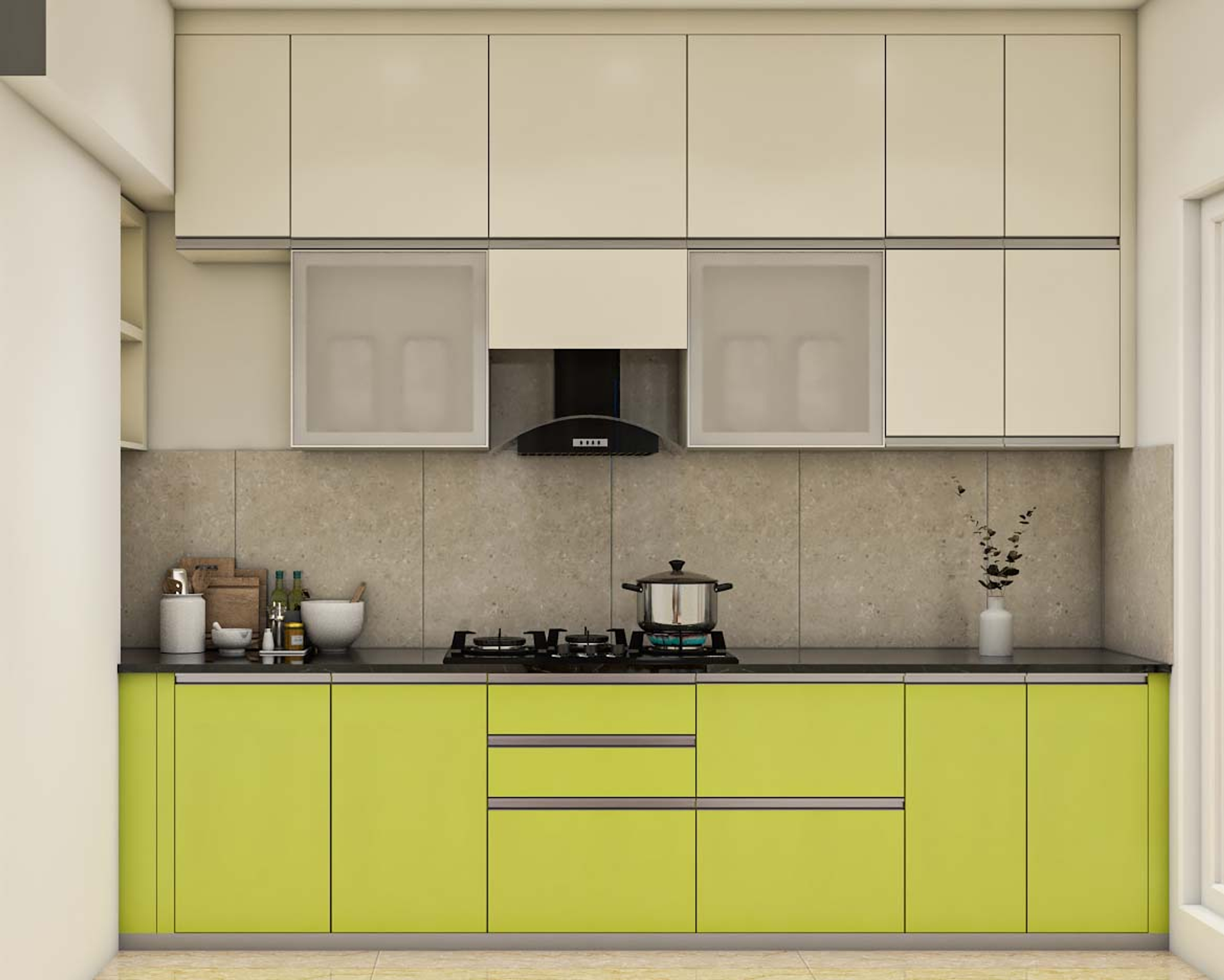 Modular Spacious Kitchen With Dual Tone Livspace